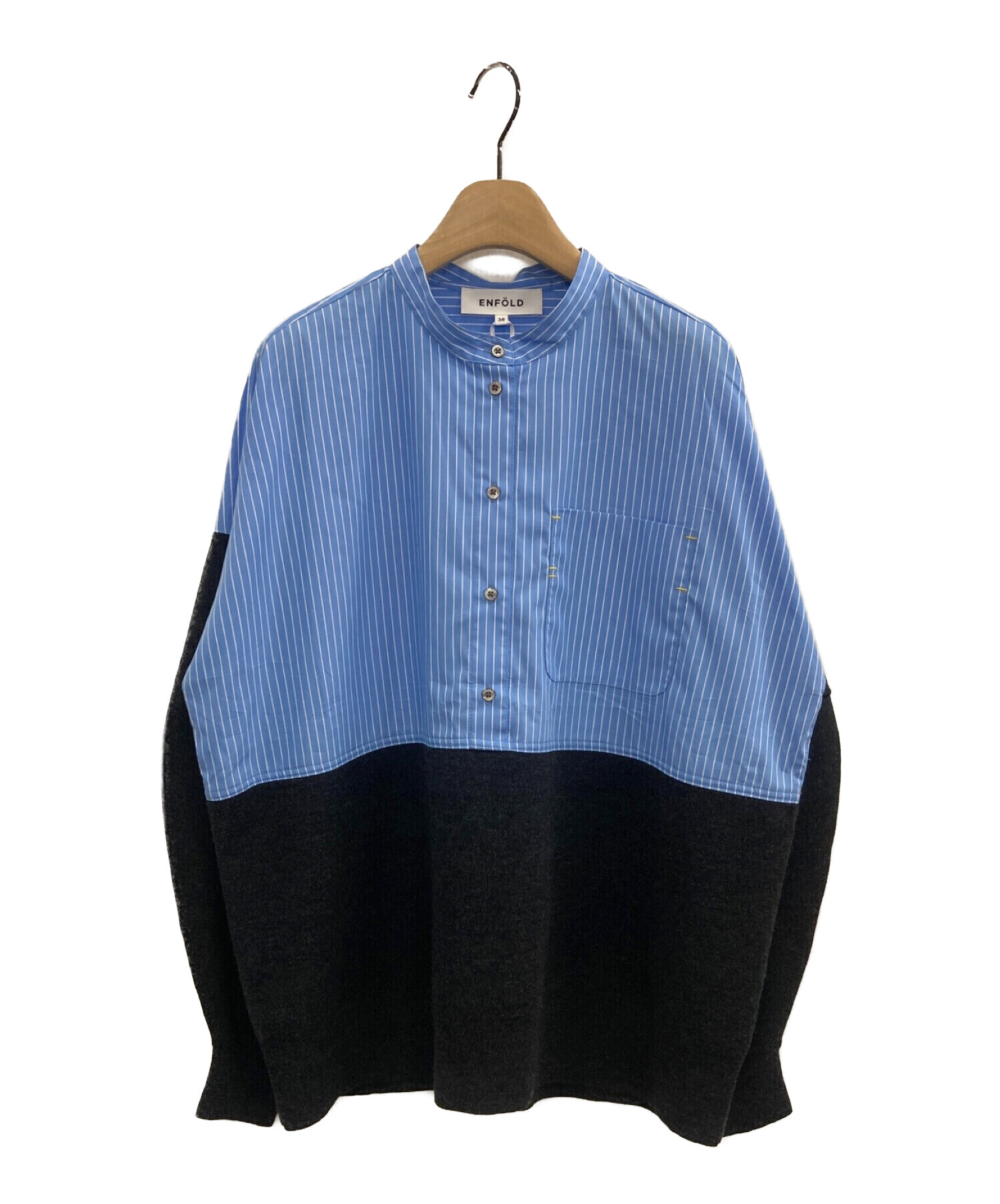 中古・古着通販】ENFOLD (エンフォルド) SHIRT×KNIT PULLOVER ブルー