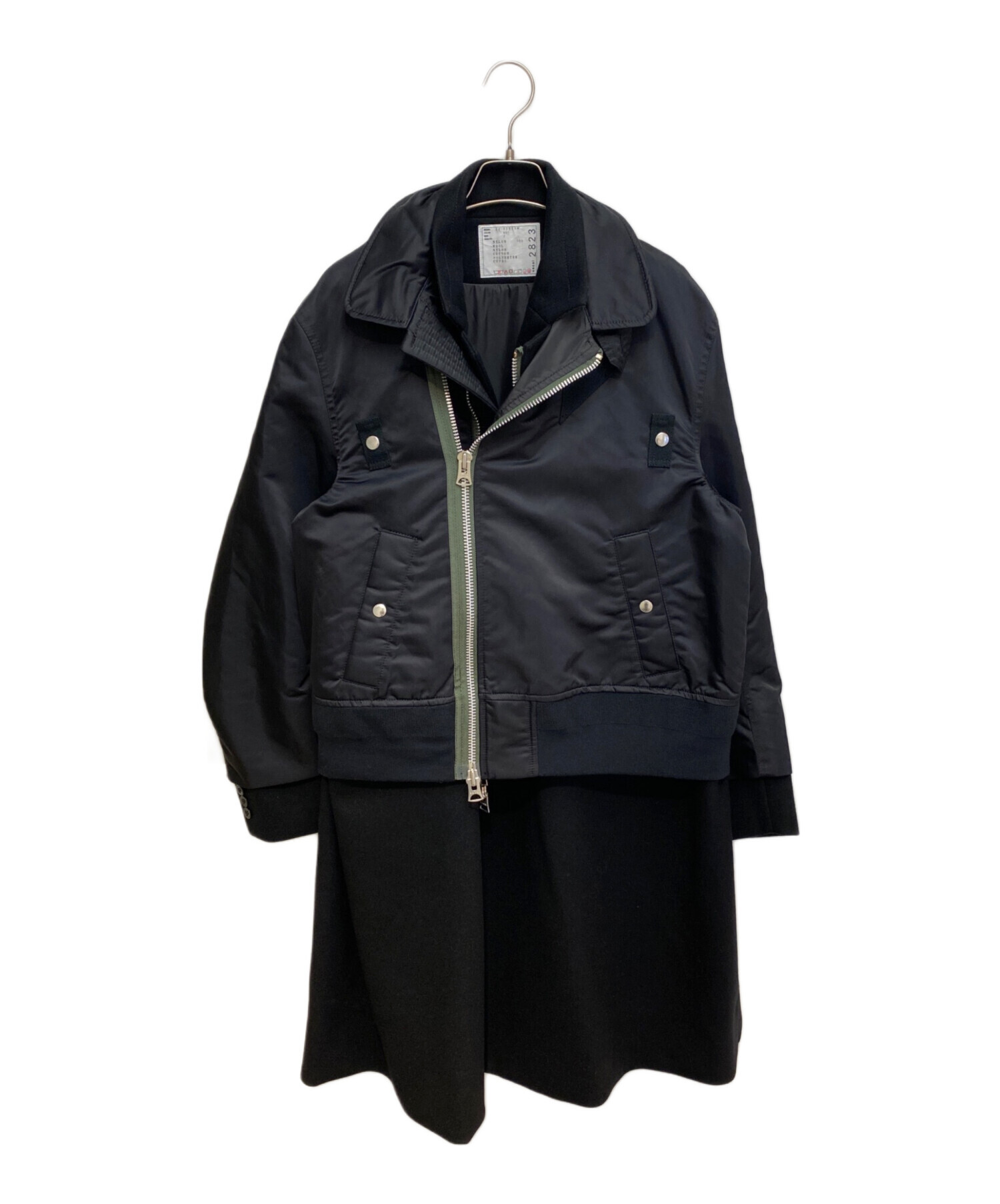 中古・古着通販】sacai (サカイ) Nylon Twill Mix Coat ブラック×オリーブ サイズ:2｜ブランド・古着通販  トレファク公式【TREFAC FASHION】スマホサイト