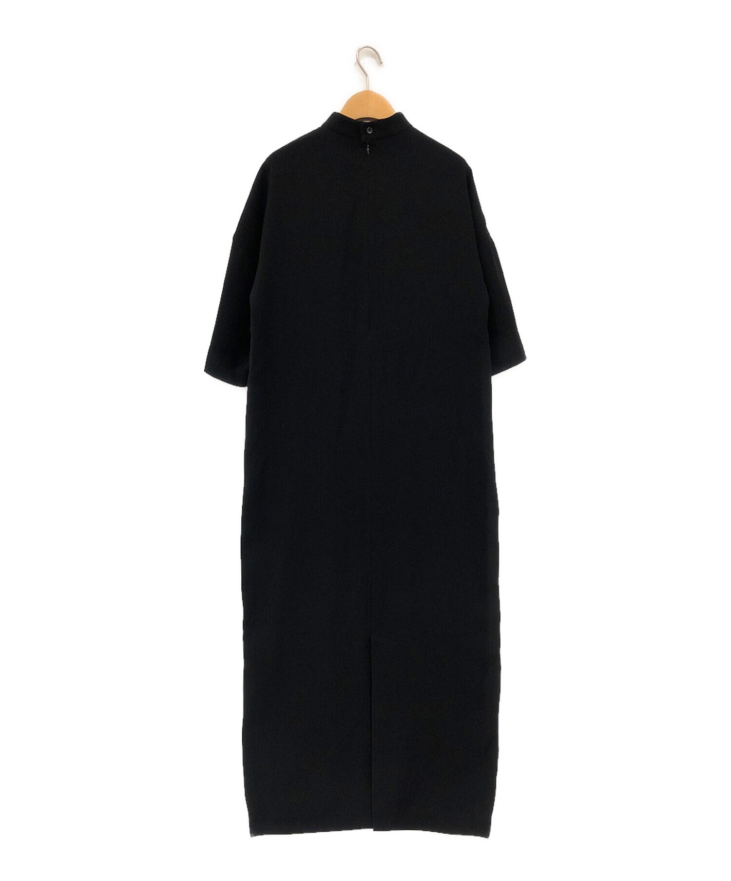 ENFOLD (エンフォルド) ダブルサテンスタンドドレス ブラック サイズ:38