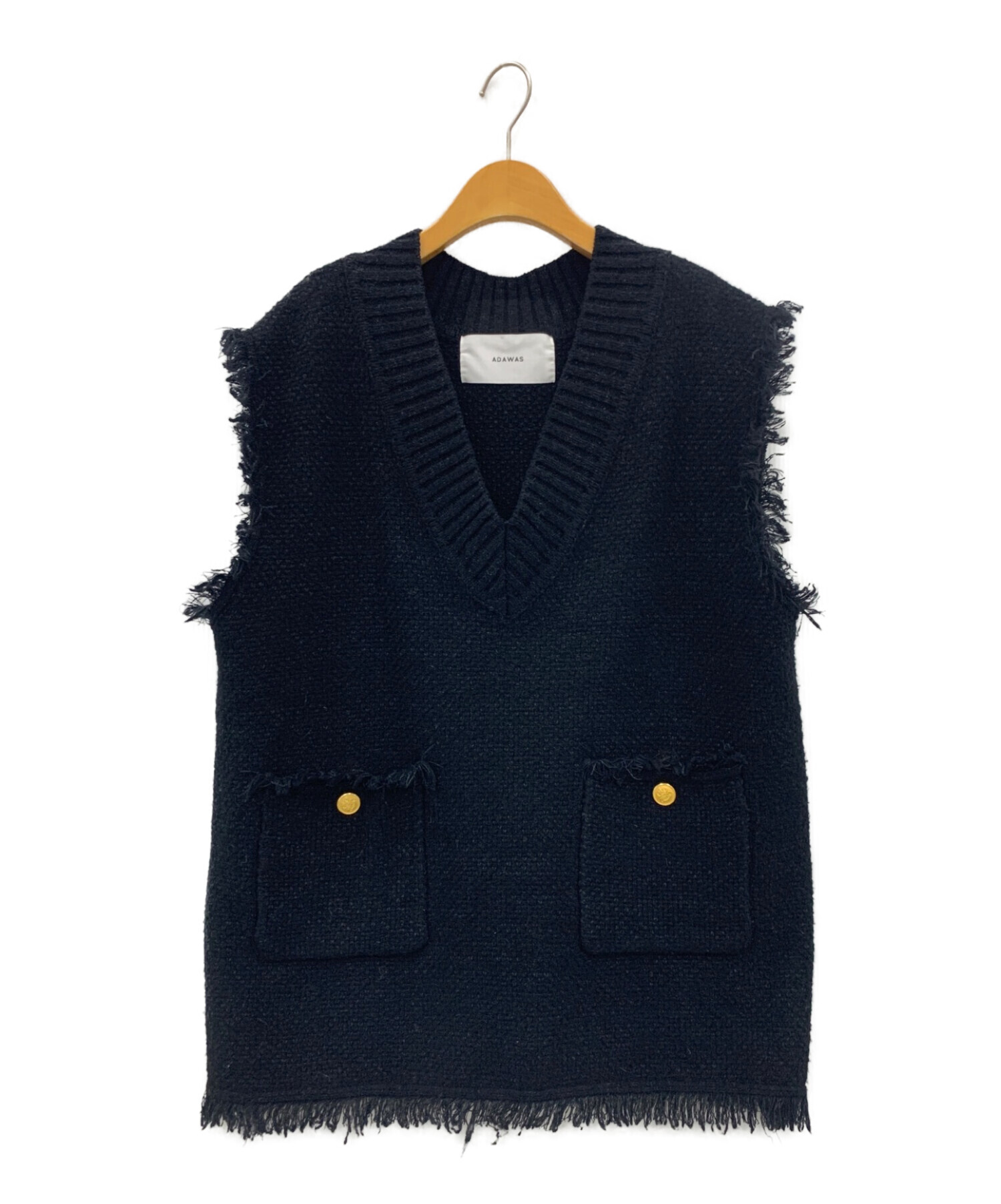 中古・古着通販】ADAWAS (アダワス) KNIT TWEED 2POCKETS VEST