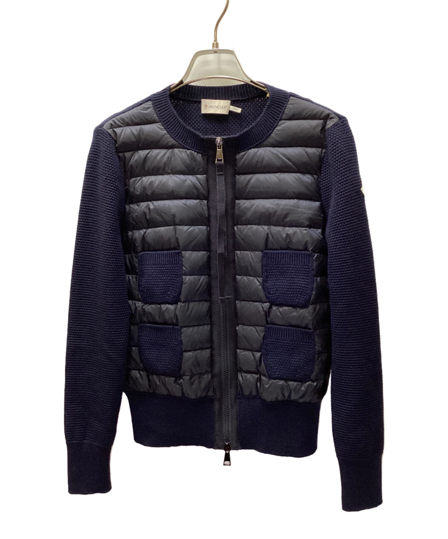 中古・古着通販】MONCLER (モンクレール) MAGLIONE TRICOT ALLA COREANA/ダウン切替 ニットカーディガン ネイビー  サイズ:XS｜ブランド・古着通販 トレファク公式【TREFAC FASHION】スマホサイト