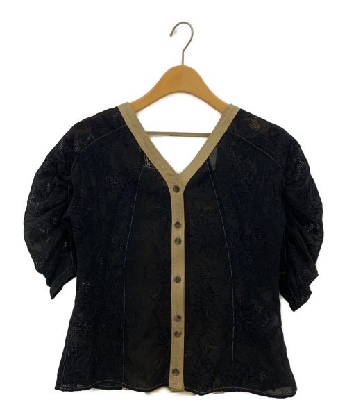 中古・古着通販】MURRAL (ミューラル) Dahlia embroidery top ブラック ...