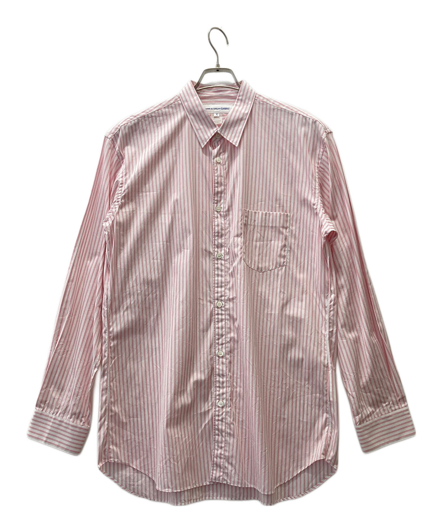 中古・古着通販】COMME des GARCONS SHIRT (コムデギャルソンシャツ) FOREVERストライプシャツ ピンク×ホワイト  サイズ:X｜ブランド・古着通販 トレファク公式【TREFAC FASHION】スマホサイト