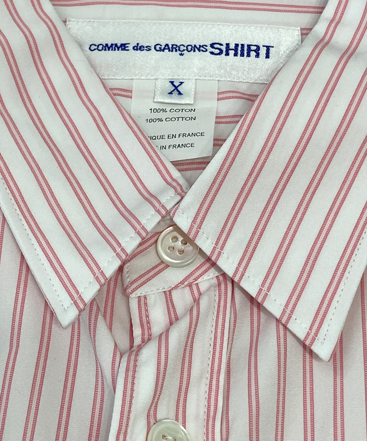 中古・古着通販】COMME des GARCONS SHIRT (コムデギャルソンシャツ) FOREVERストライプシャツ ピンク×ホワイト サイズ:X｜ブランド・古着通販  トレファク公式【TREFAC FASHION】スマホサイト