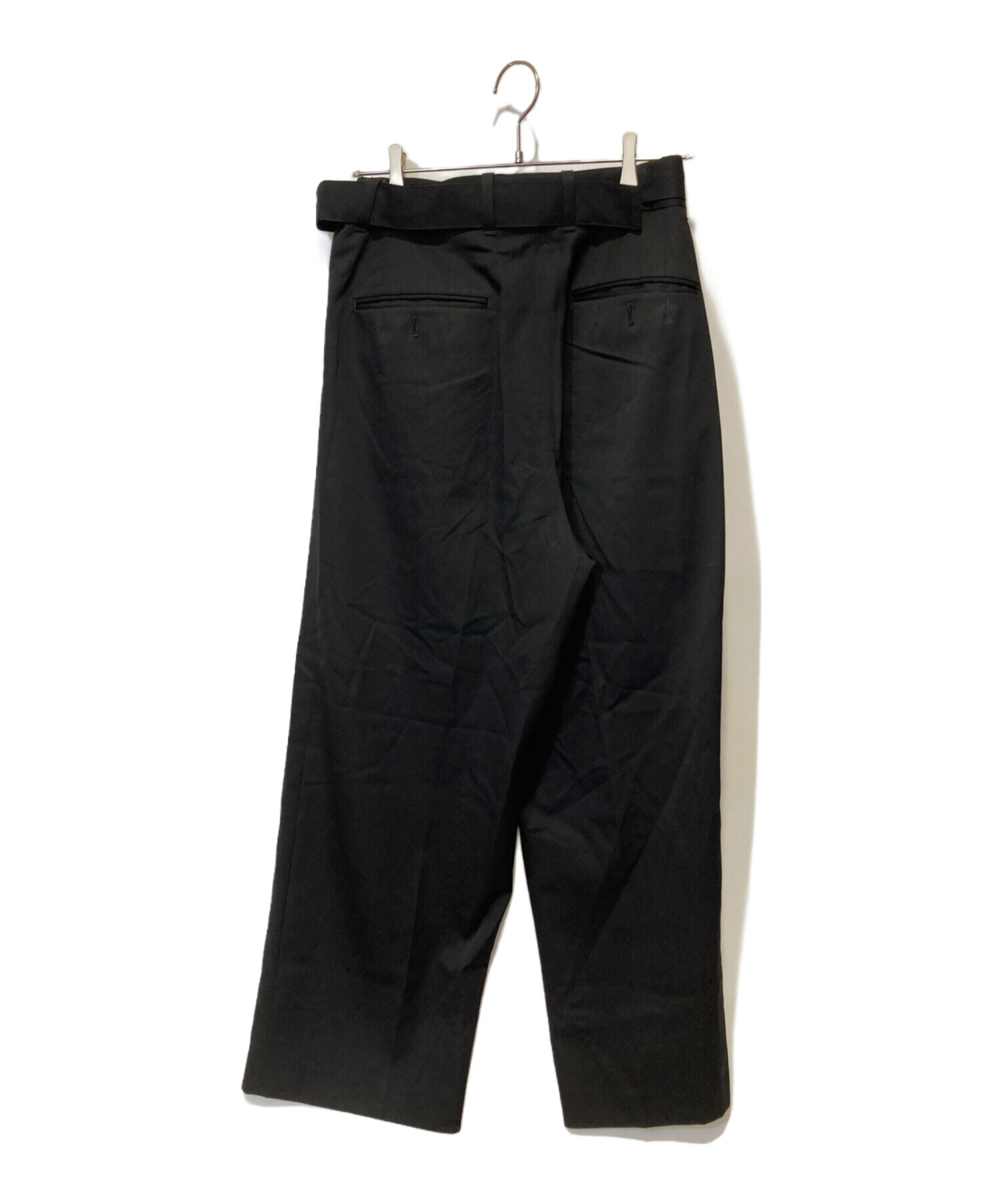 中古・古着通販】stein (シュタイン) BELTED WIDE STRAIGHT TROUSERS ブラック サイズ:Ⅿ｜ブランド・古着通販  トレファク公式【TREFAC FASHION】スマホサイト