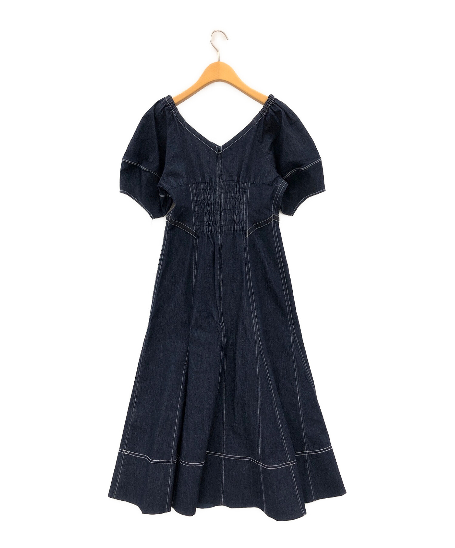 HER LIP TO (ハーリップトゥ) Imperia Volume Sleeve Dress インディゴ サイズ:S