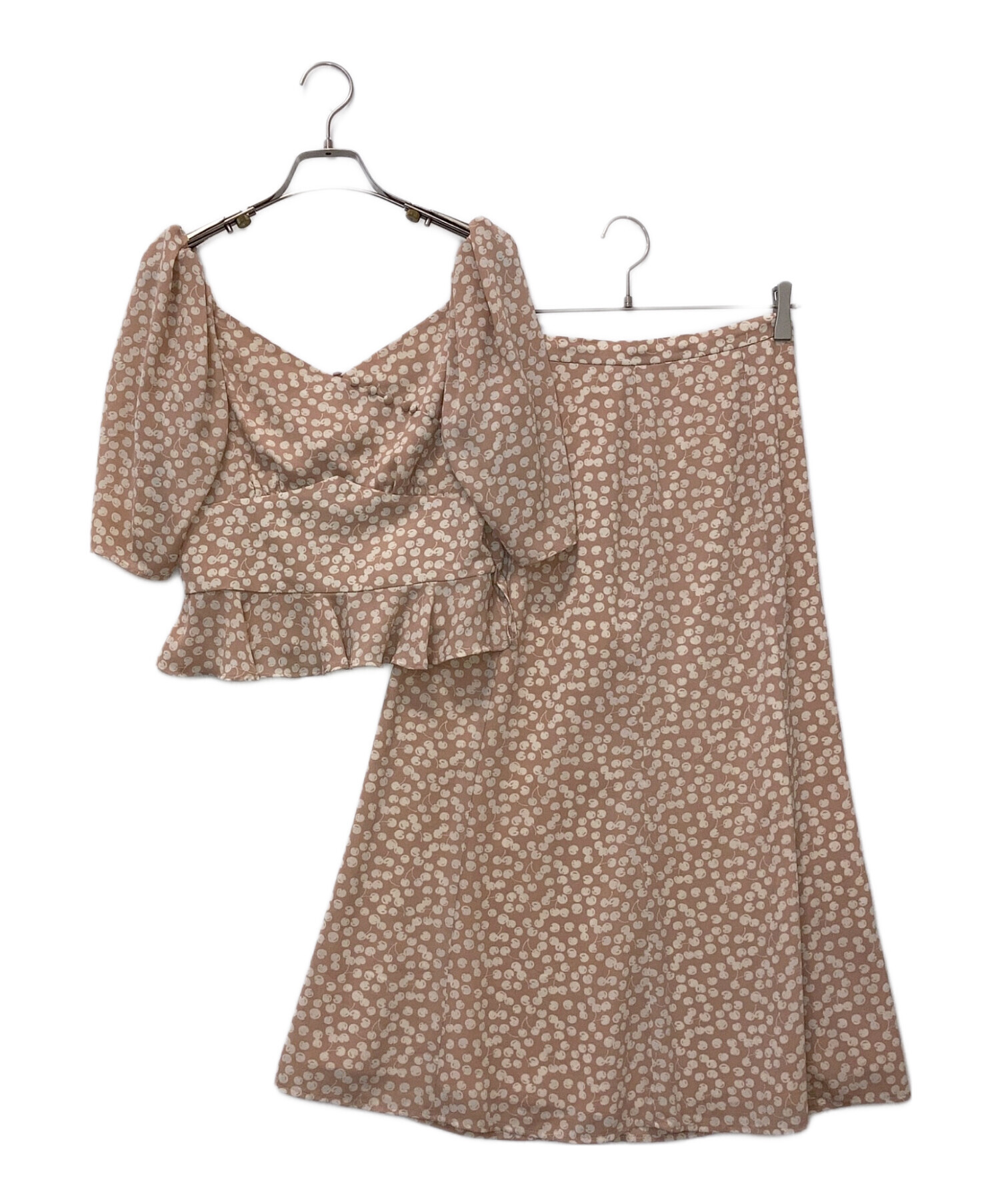 HER LIP TO (ハーリップトゥ) Cherry Pattern Two Piece セットアップ ライトピンク サイズ:M