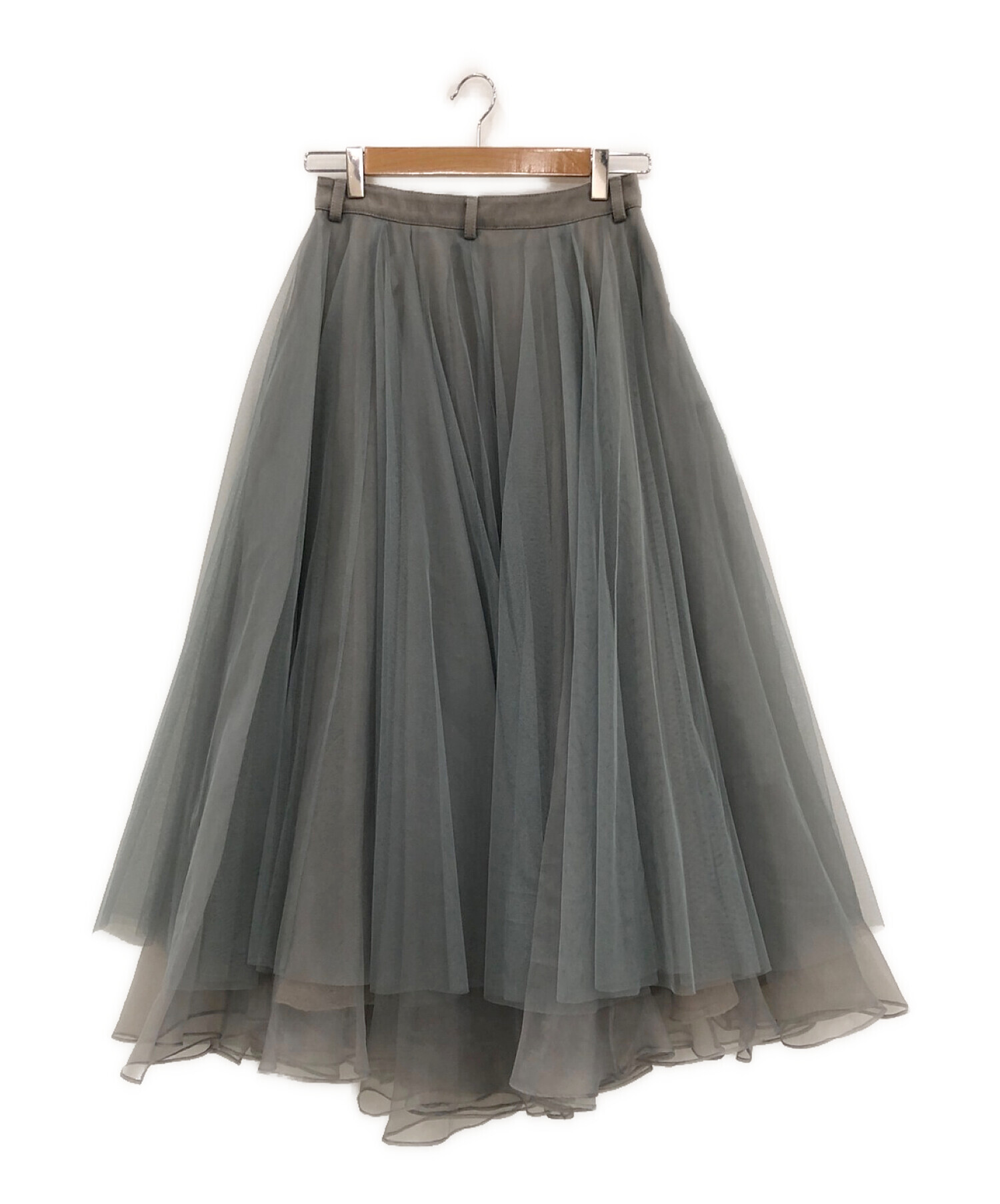 Belle vintage (ベル ヴィンテージ) デニムドッキングボリュームチュール×オーガンジースカート グレー サイズ:M