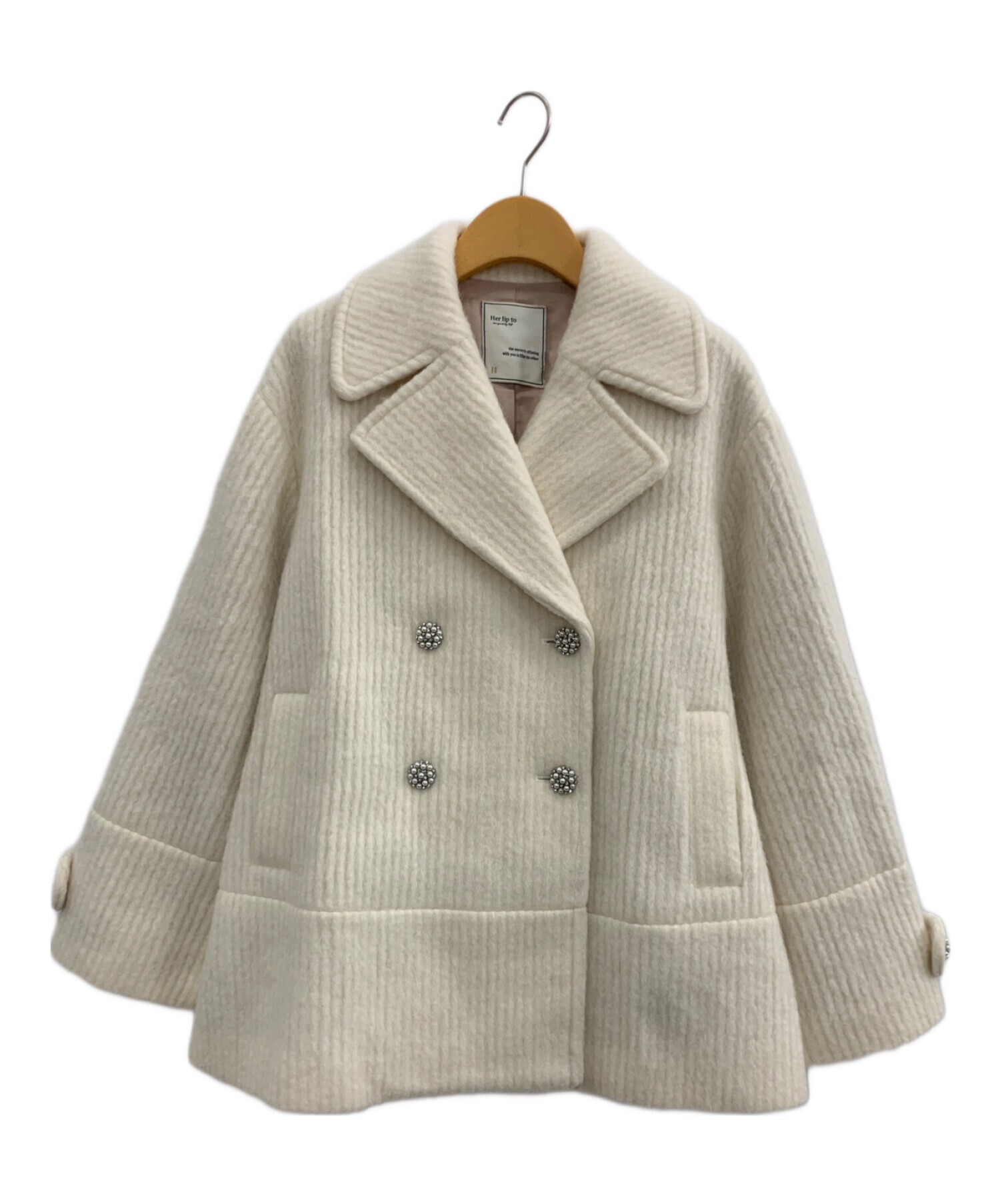 HER LIP TO (ハーリップトゥ) Odette Wool-Blend Coat アイボリー サイズ:M