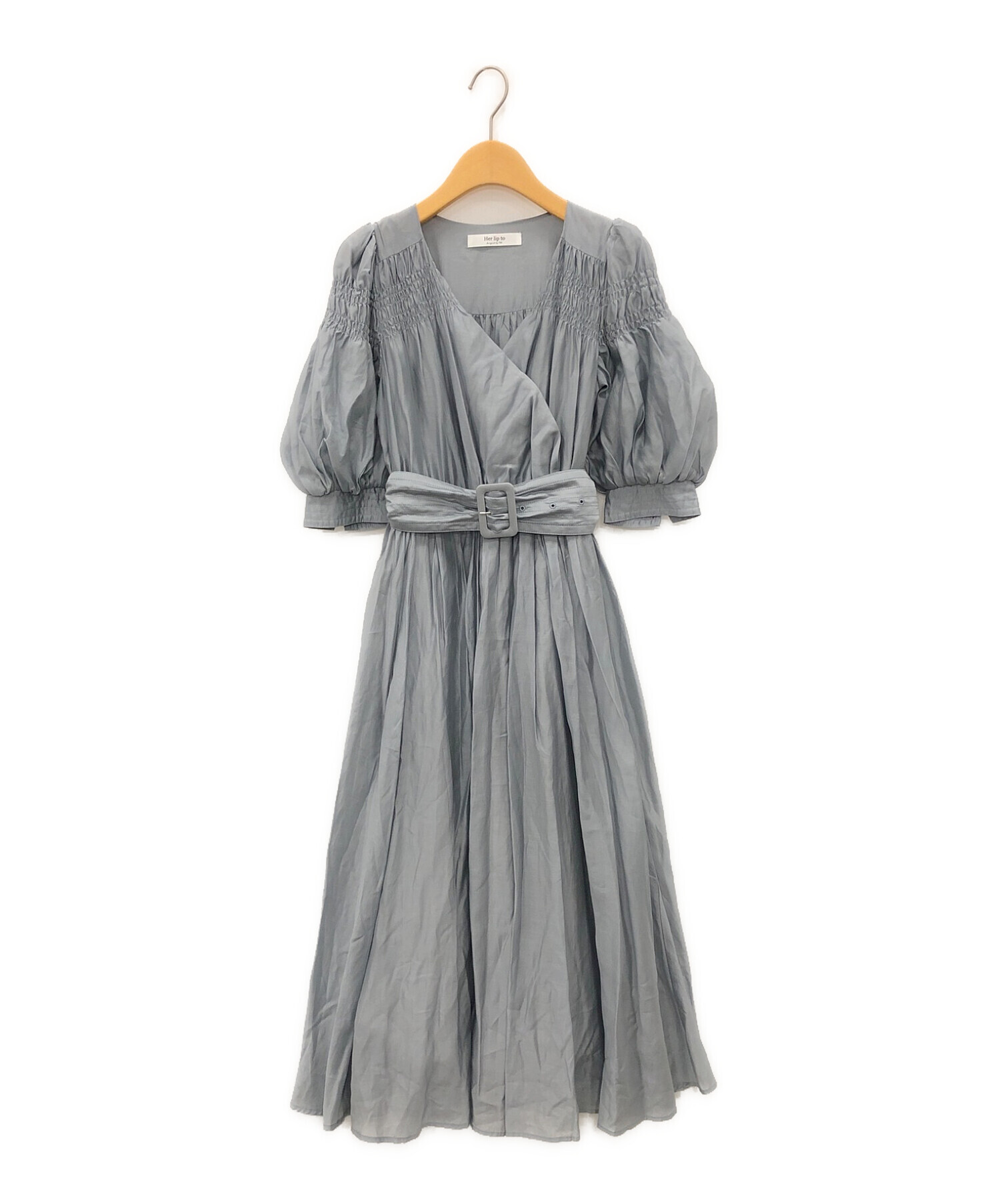 中古・古着通販】Her lip to (ハーリップトゥ) Airy Volume Sleeve Dress ブルー サイズ:S｜ブランド・古着通販  トレファク公式【TREFAC FASHION】スマホサイト