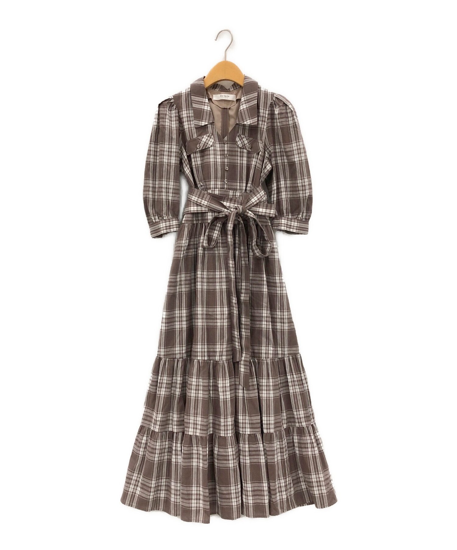 中古・古着通販】Her lip to (ハーリップトゥ) Bergamo Plaid Tiered Long Dress ブラウン  サイズ:S｜ブランド・古着通販 トレファク公式【TREFAC FASHION】スマホサイト