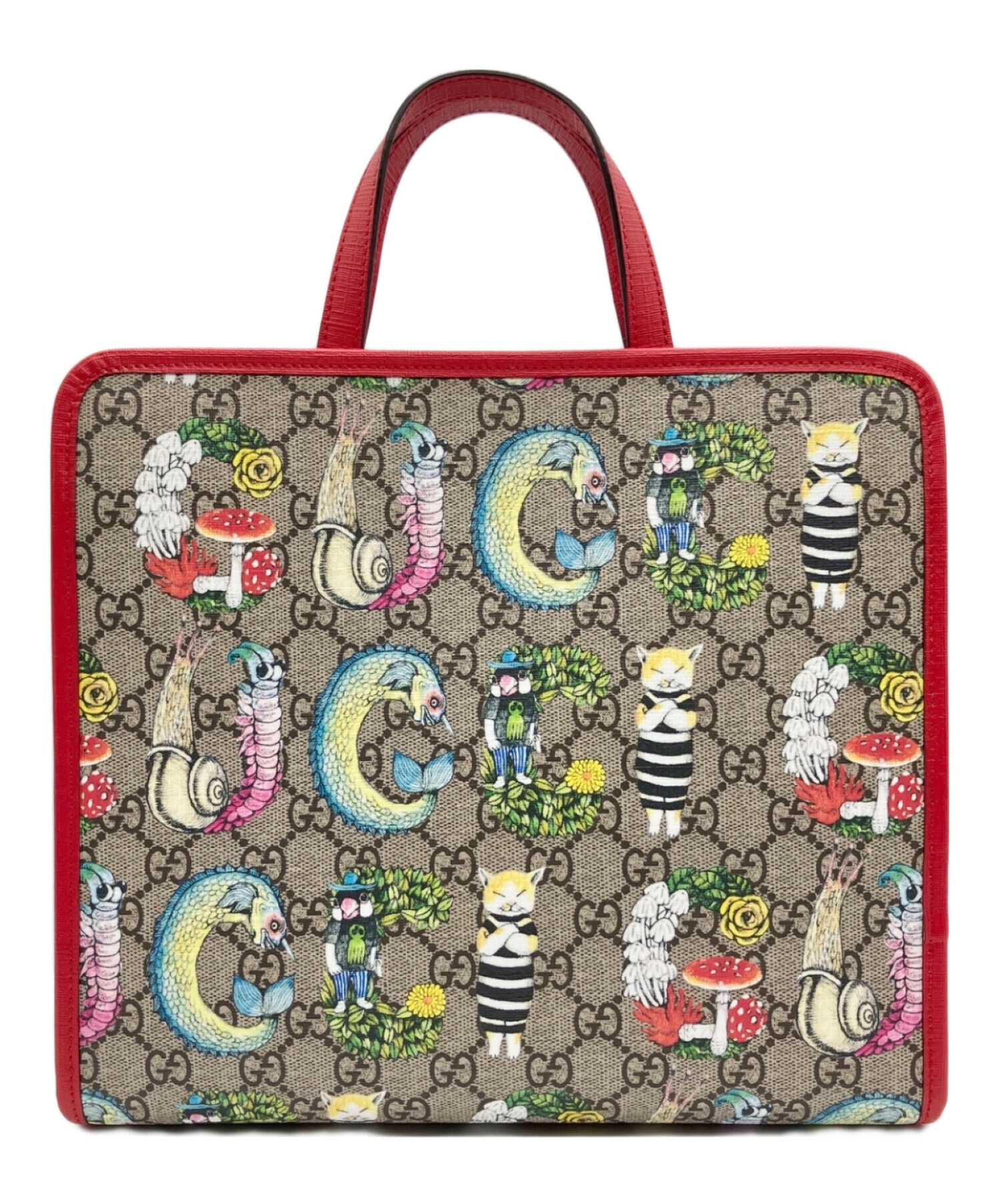 GUCCI (グッチ) ヒグチユウコ (ヒグチユウコ) チルドレンズGGスプリーム2WAYトートバッグ レッド×ベージュ