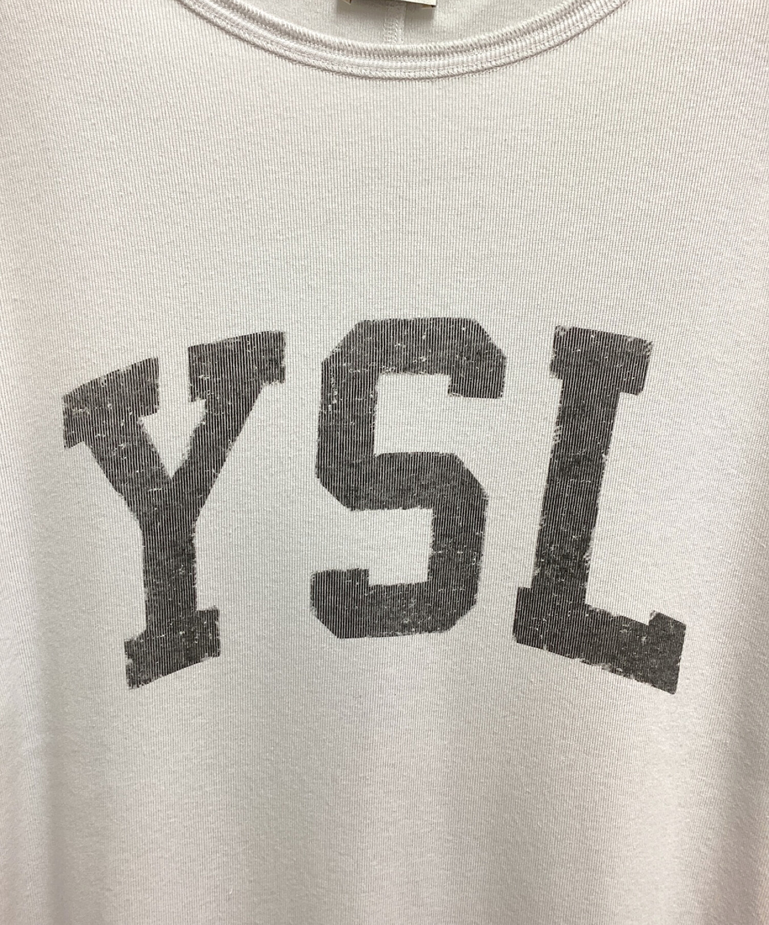 Saint Laurent Paris (サンローランパリ) YSLロゴヴィンテージ加工Tシャツ ホワイト サイズ:L