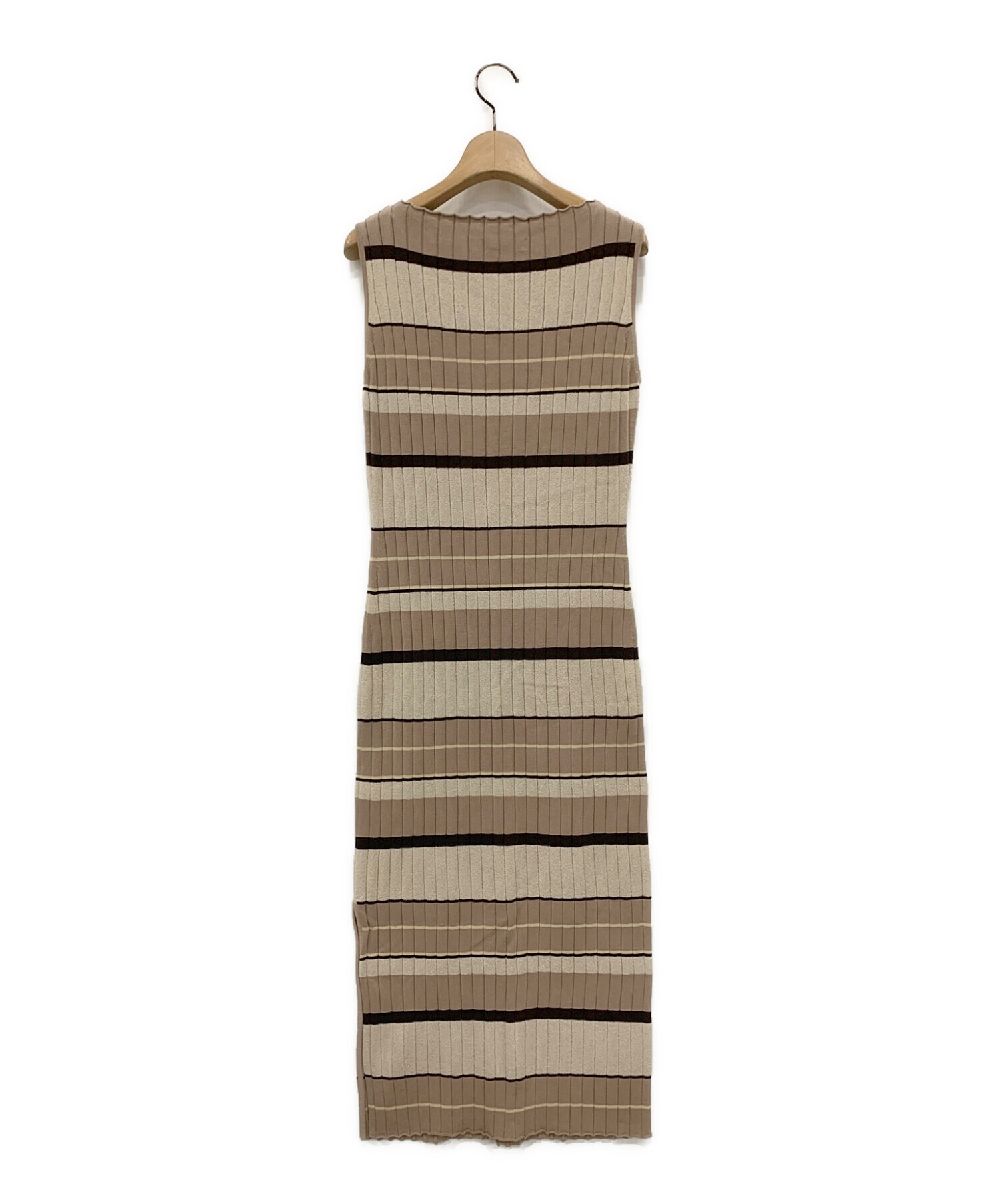 Her lip to (ハーリップトゥ) Cotton Striped Ribbed Knit Dress ベージュ サイズ:S