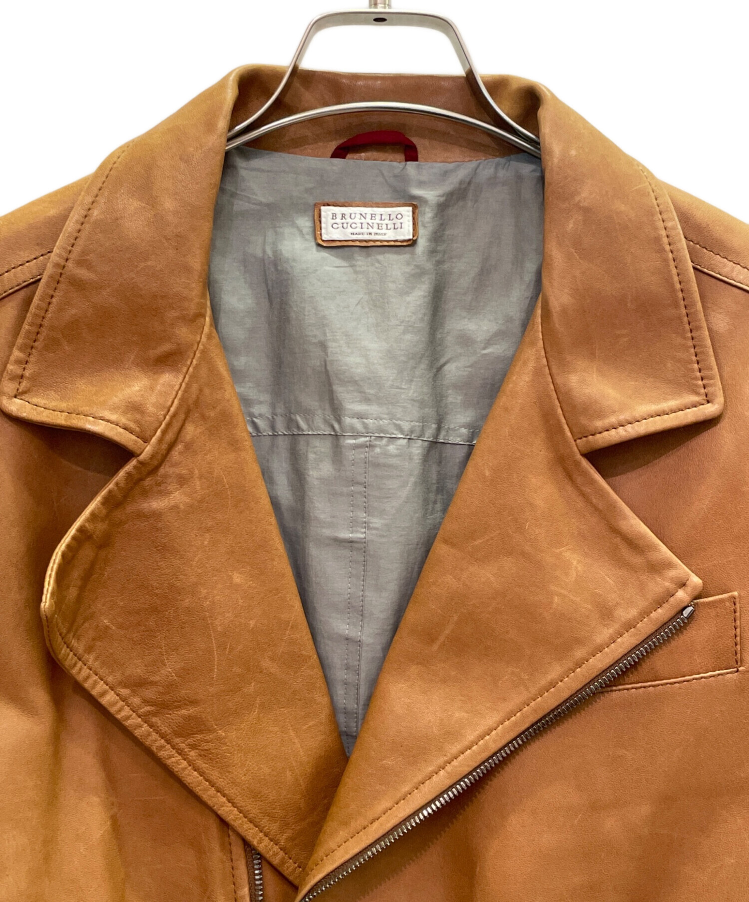 中古・古着通販】BRUNELLO CUCINELLI (ブルネロクチネリ) ラムレザー ダブル ライダースジャケット ブラウン サイズ:XS｜ブランド・ 古着通販 トレファク公式【TREFAC FASHION】スマホサイト