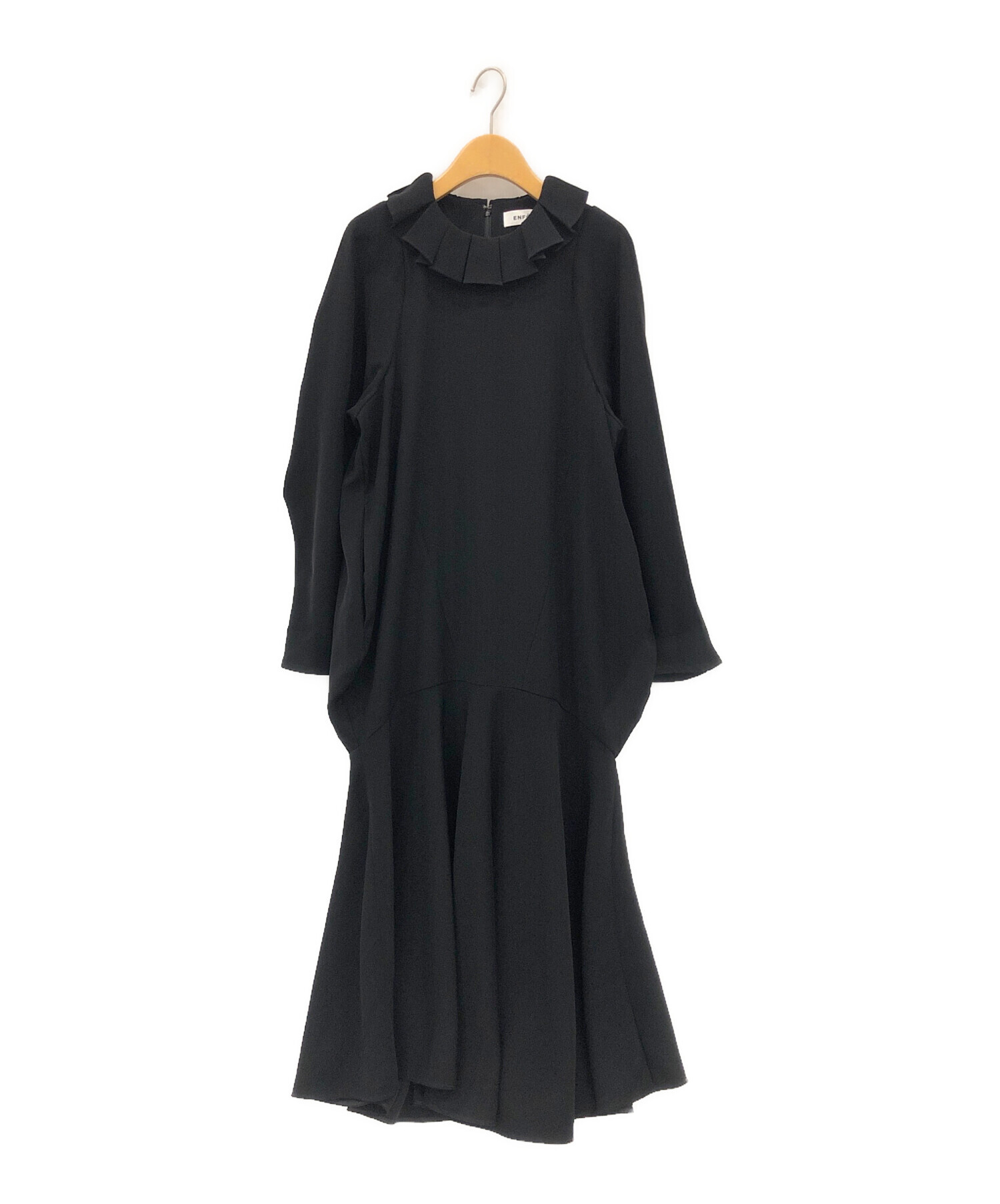 中古・古着通販】ENFOLD (エンフォルド) NECK-PLEATS DRESS ブラック サイズ:38｜ブランド・古着通販  トレファク公式【TREFAC FASHION】スマホサイト