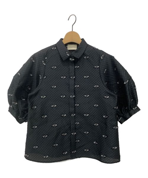 【中古・古着通販】UNITED ARROWS (ユナイテッドアローズ) カットジャカード バルーンスリーブ ブラウス ブラック  サイズ:36｜ブランド・古着通販 トレファク公式【TREFAC FASHION】スマホサイト