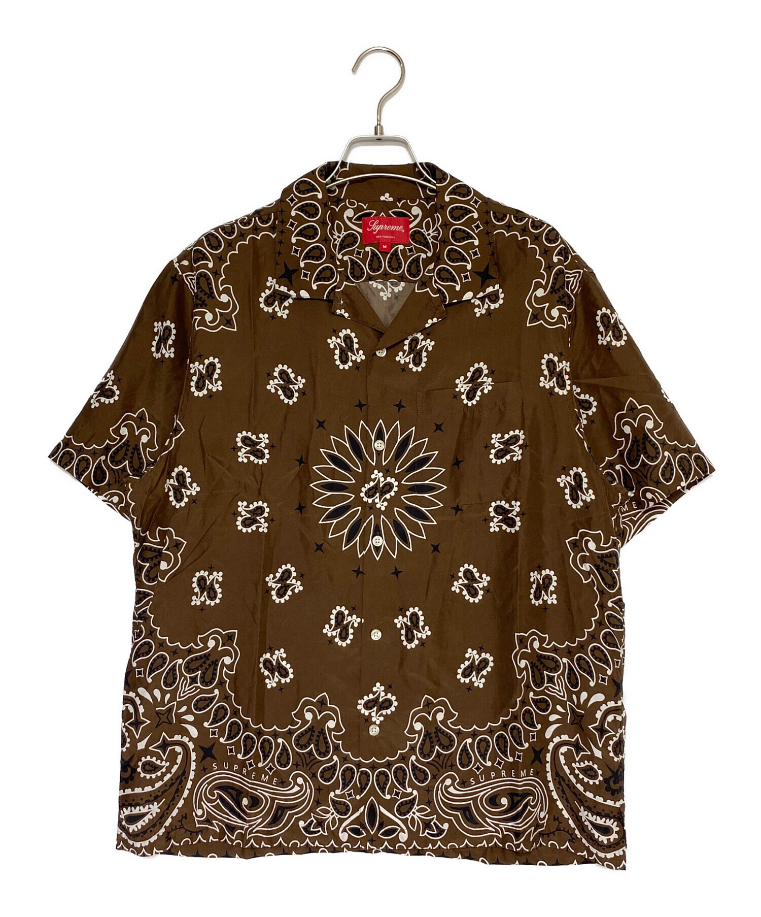 SUPREME (シュプリーム) Bandana Silk S/S Shirt ブラウン サイズ:M