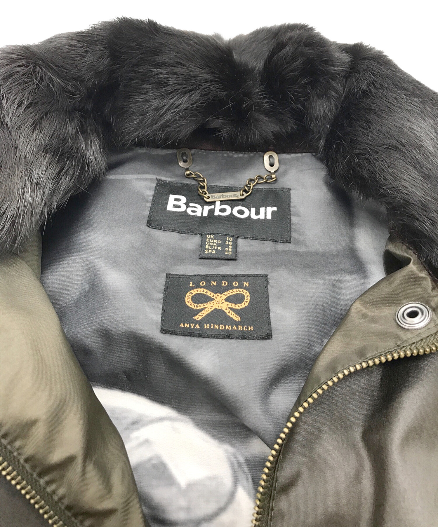 Barbour (バブアー) ANYA HINDMARCH (アニヤハインドマーチ) オイルドコート ブラウン サイズ:UK10