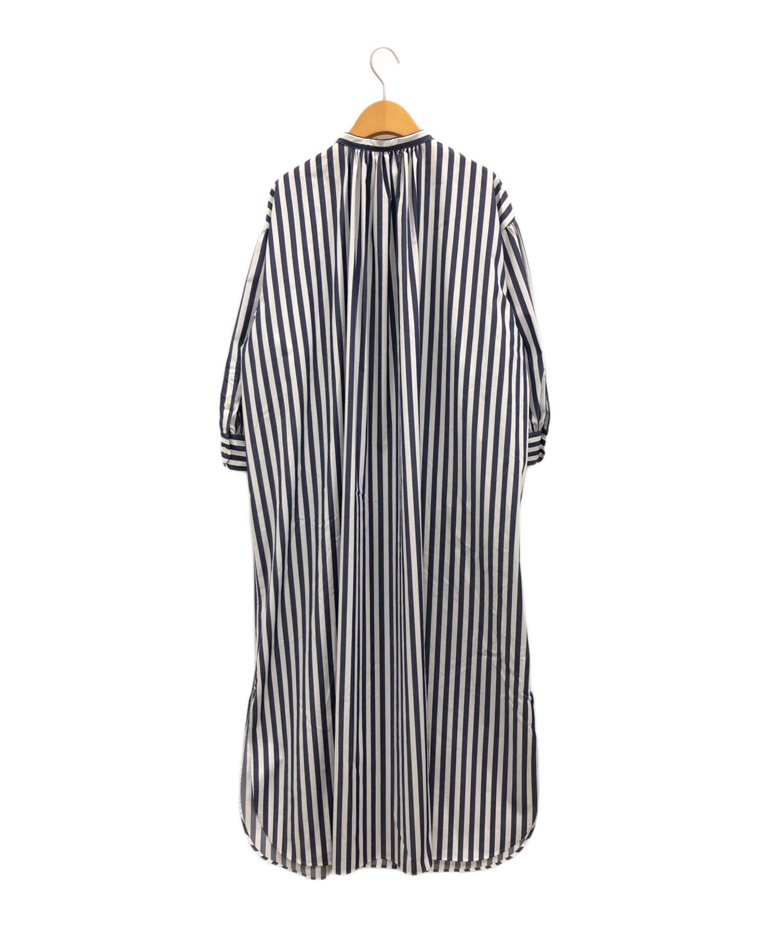 中古・古着通販】HYKE (ハイク) BALLOON SLEEVE GATHERED BLUE STRIPE DRESS ネイビー サイズ:2｜ブランド・古着通販  トレファク公式【TREFAC FASHION】スマホサイト