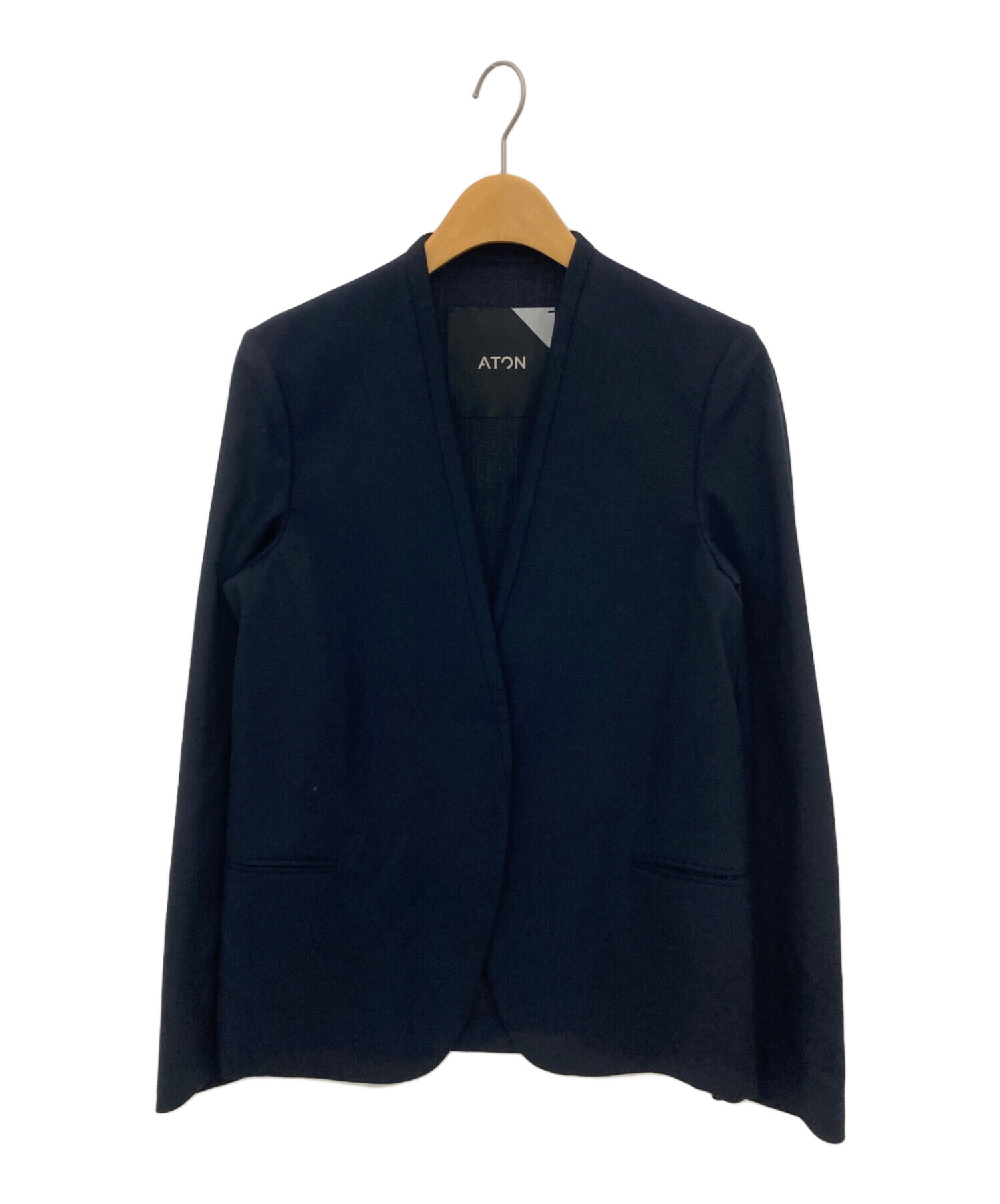 中古・古着通販】ATON (エイトン) Tuxedo collar jacket ネイビー サイズ:00｜ブランド・古着通販  トレファク公式【TREFAC FASHION】スマホサイト