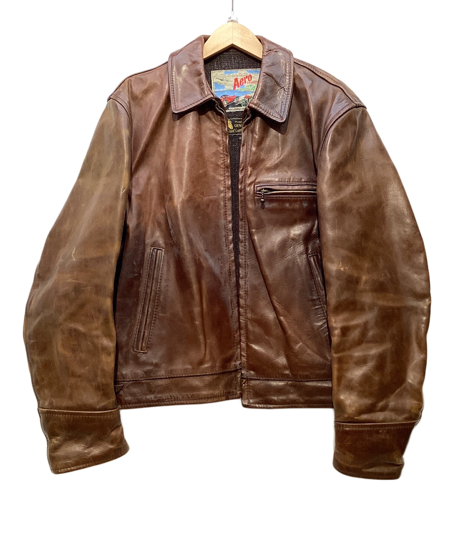 中古・古着通販】Aero LEATHER (エアロレザー) Highwayman Horsehide Leather Jacket ブラウン サイズ: 38｜ブランド・古着通販 トレファク公式【TREFAC FASHION】スマホサイト