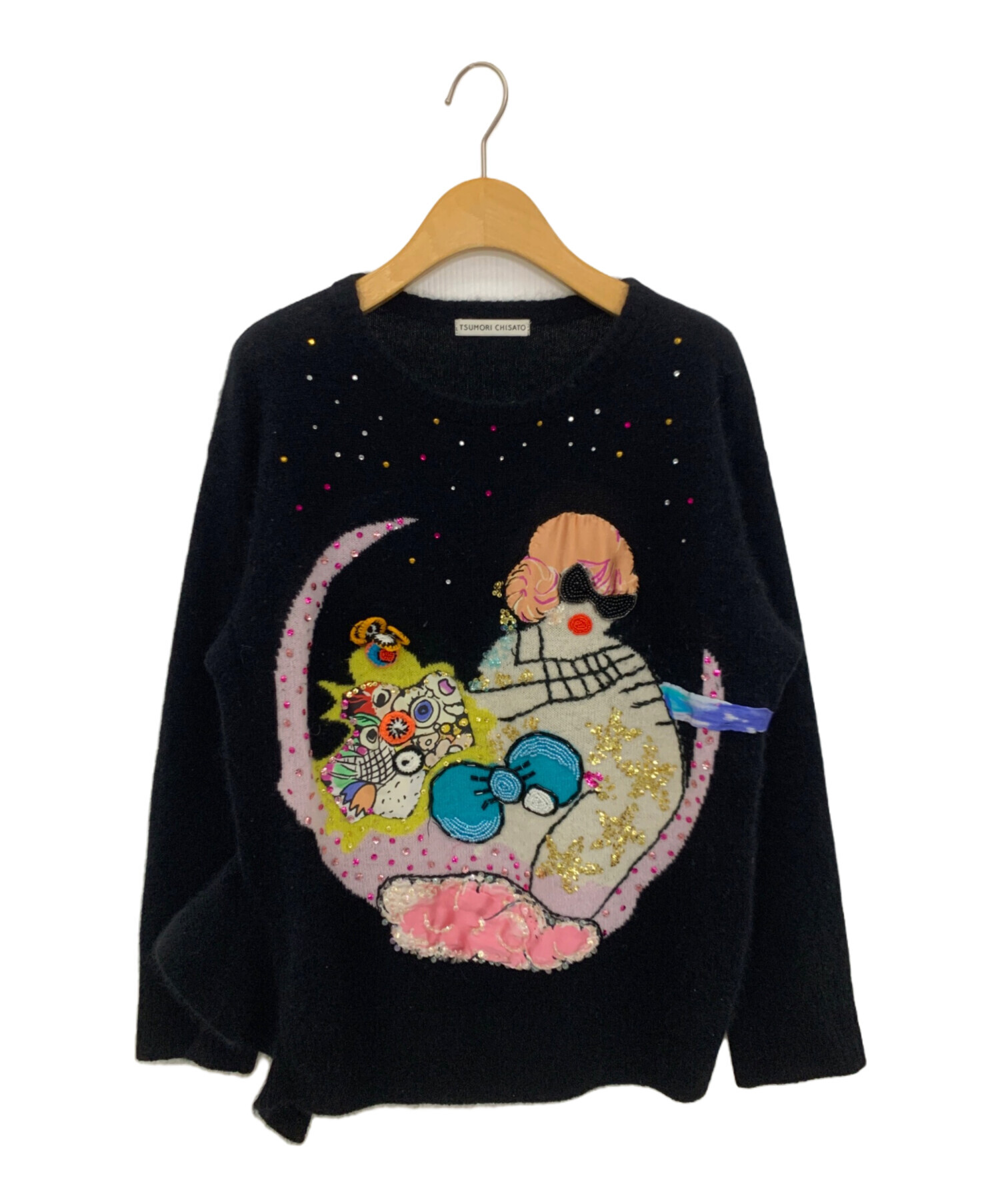 中古】ツモリチサト TSUMORI CHISATO カウチンニットベスト レディース 赤黒い US：0-2