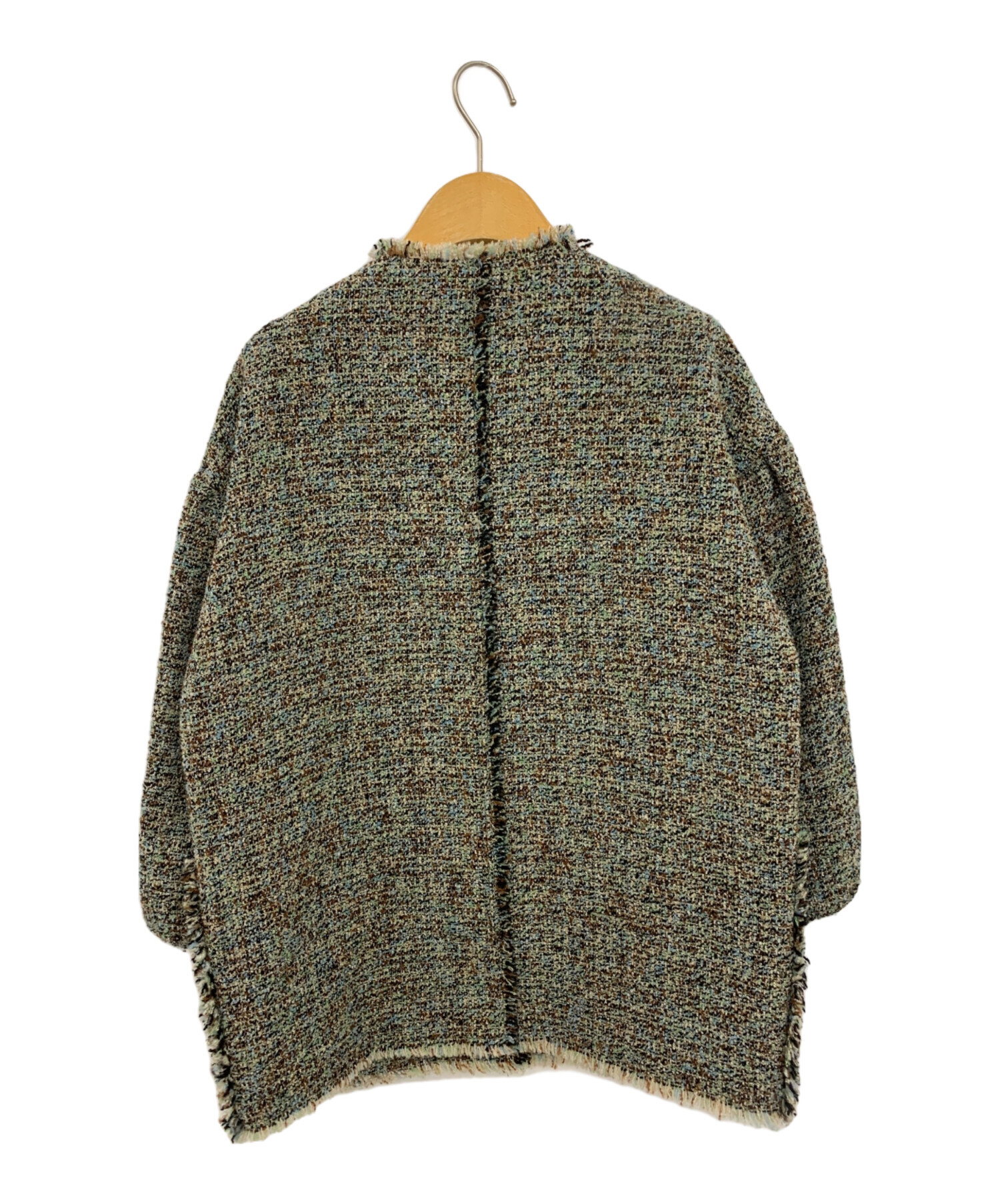 GREED INTERNATIONAL (グリードインターナショナル) KASURI ClassicTweed Puff JACKET グリーン  サイズ:SMALL