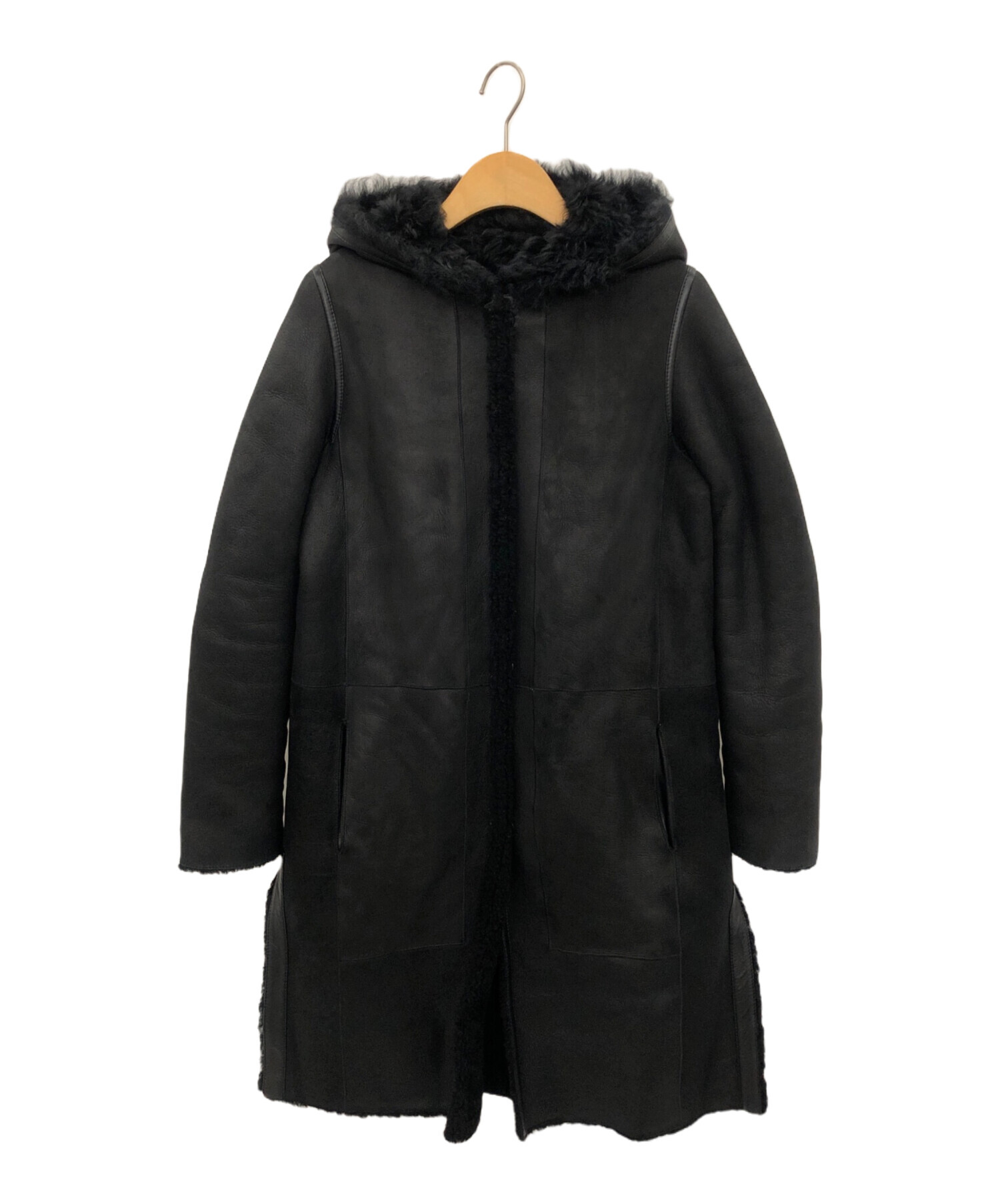 中古・古着通販】yves salomon (イヴサロモン) Textured Shearling Coat ブラック サイズ:36｜ブランド・古着通販  トレファク公式【TREFAC FASHION】スマホサイト