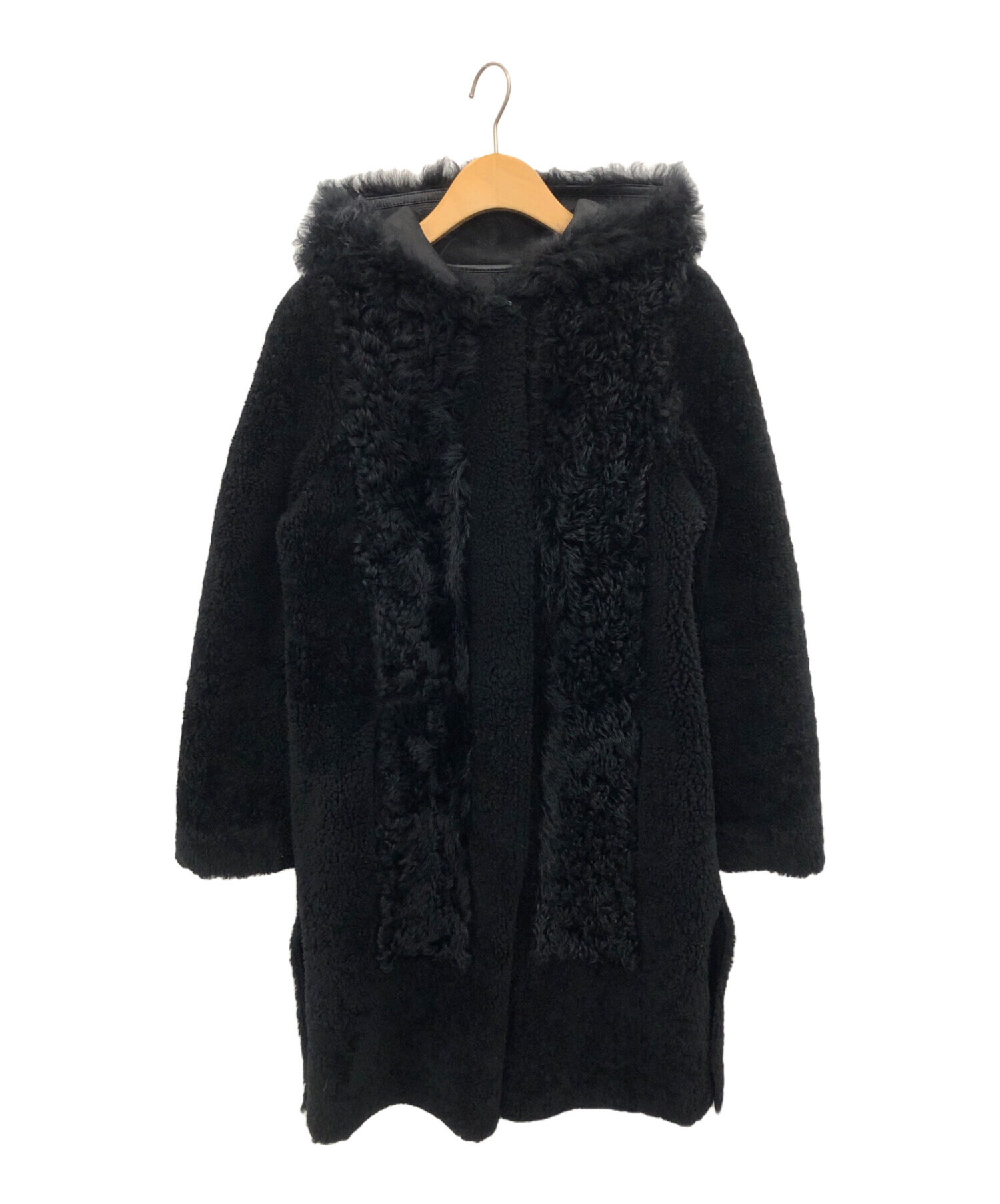 中古・古着通販】yves salomon (イヴサロモン) Textured Shearling Coat ブラック サイズ:36｜ブランド・古着通販  トレファク公式【TREFAC FASHION】スマホサイト