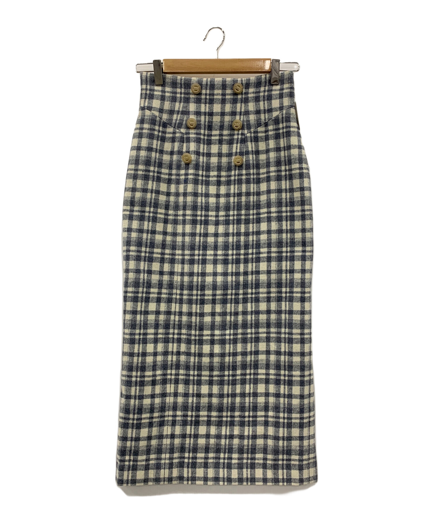 Her lip to (ハーリップトゥ) Over Check Wool-Blend Skirt ブルー サイズ:Ｓ