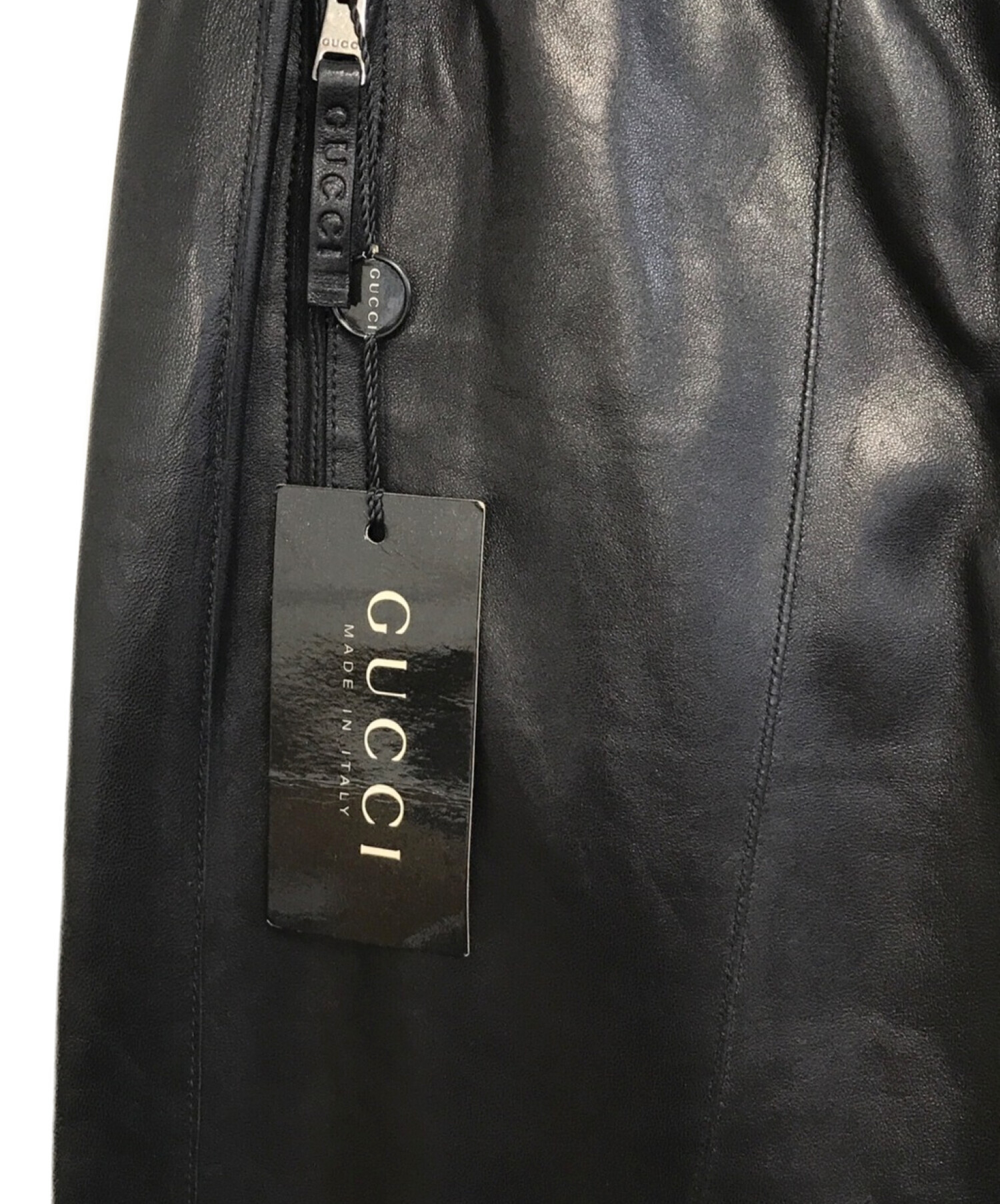 中古・古着通販】GUCCI (グッチ) カウレザーパンツ ブラック サイズ:46