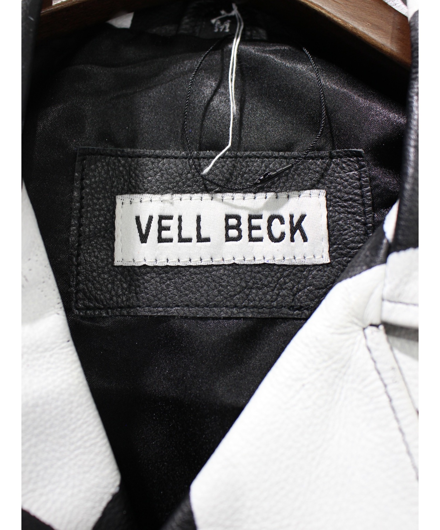 VELL BECK (ヴェルベック) チェッカーライダースジャケット ホワイト×ブラック サイズ:M