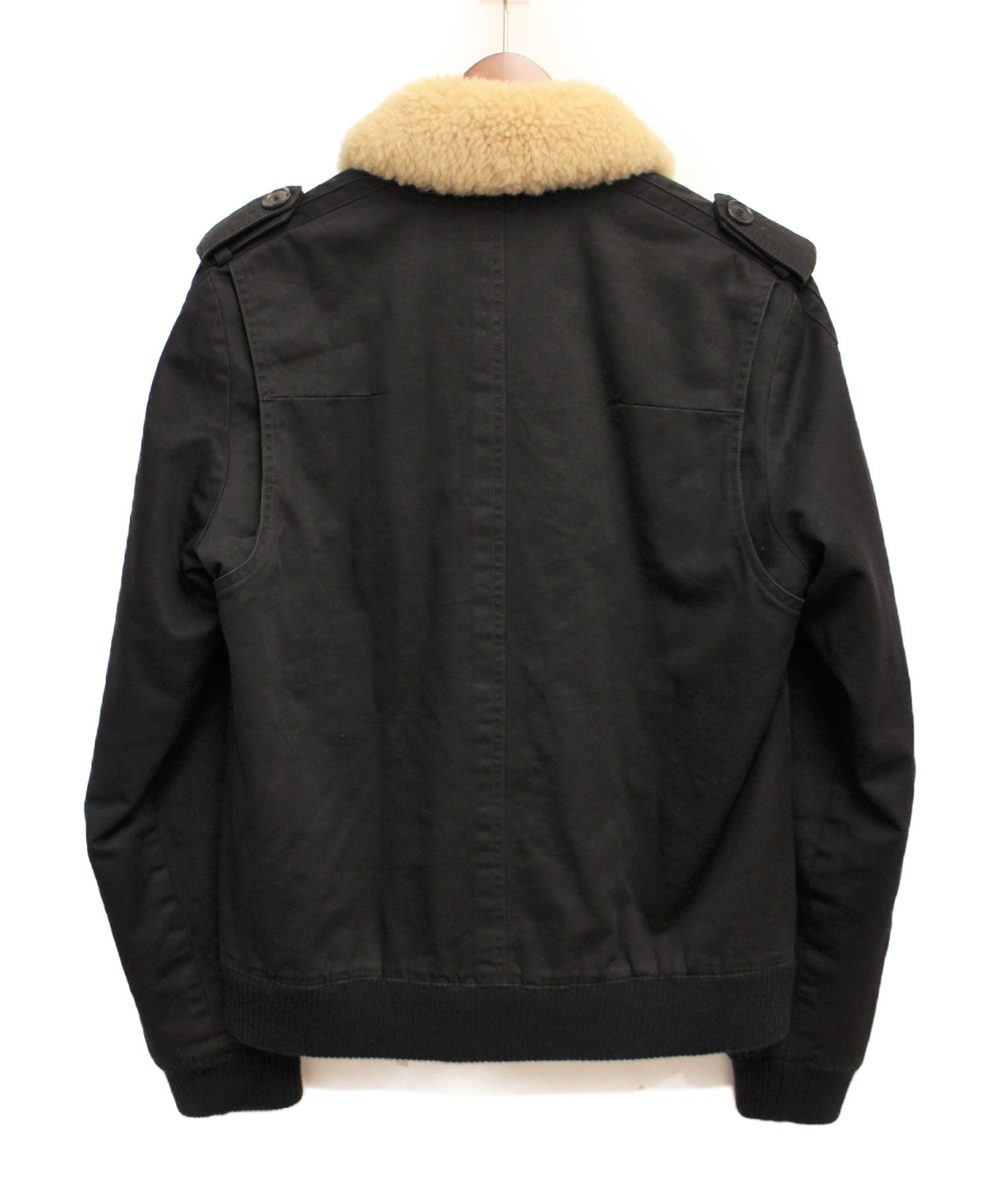 Dior Homme (ディオールオム) ボアカラージャケット ブラック サイズ:46