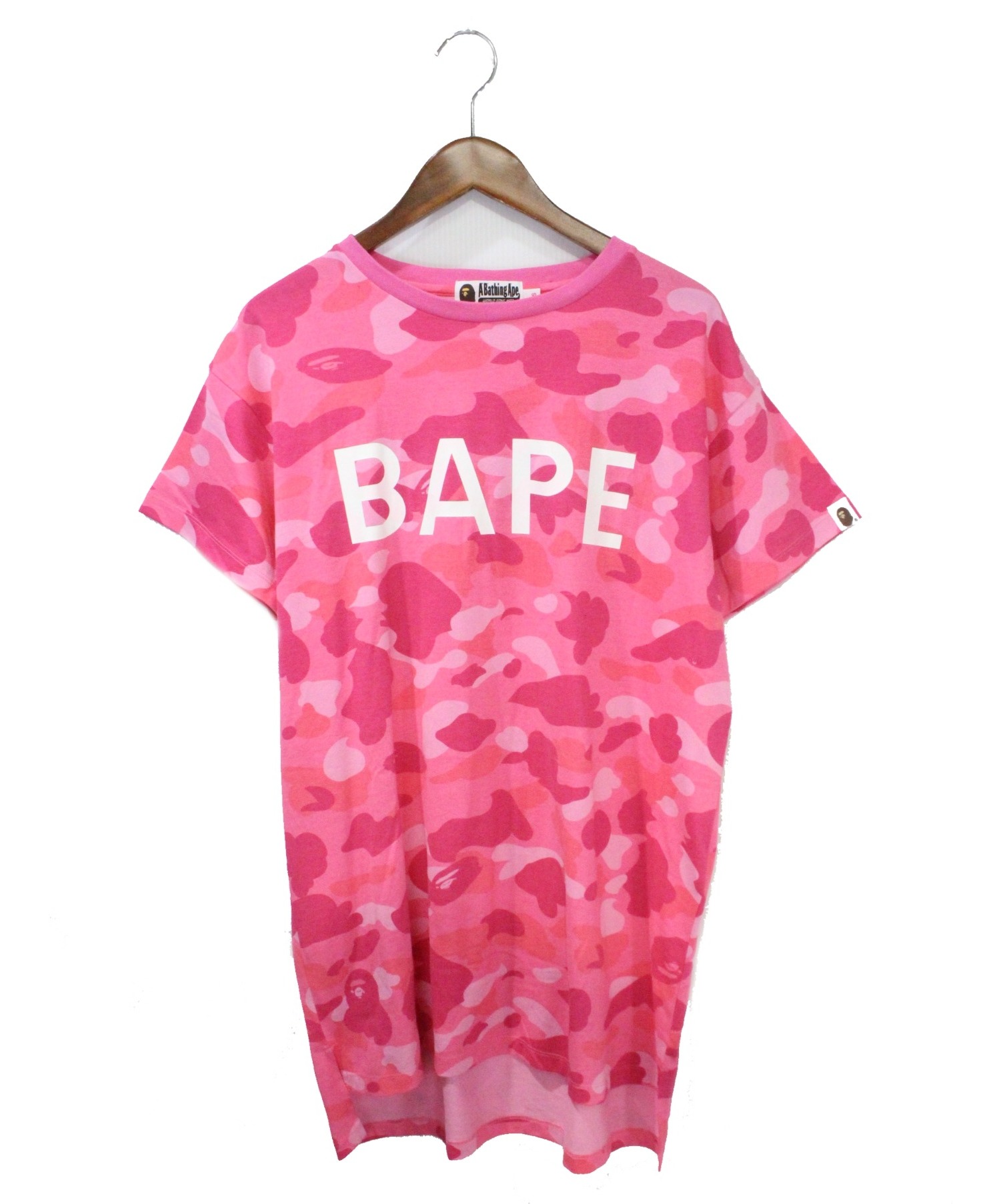 A BATHING APE (アベイシングエイプ) カモフラージュロングTシャツ ピンク サイズ:S