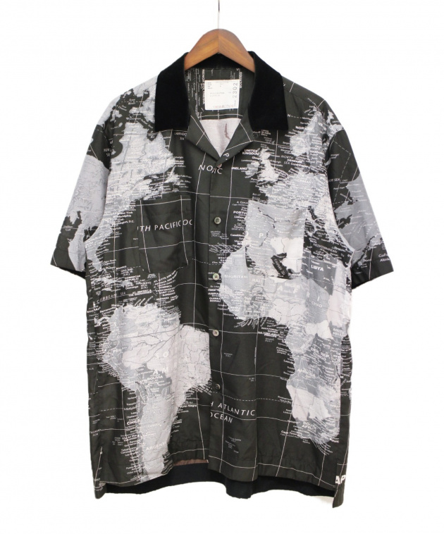 sacai (サカイ) 20SS map of the worldシャツ ブラック サイズ:4