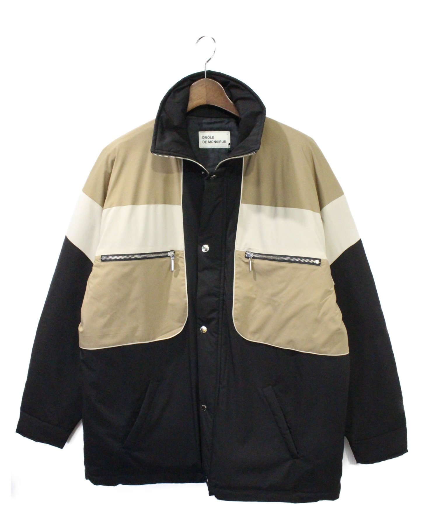 DROLE DE MONSIEUR (ドロールドムッシュ) 20AW NYLONE PANELED JACKET ブラック×ベージュ サイズ:Ｍ  未使用品