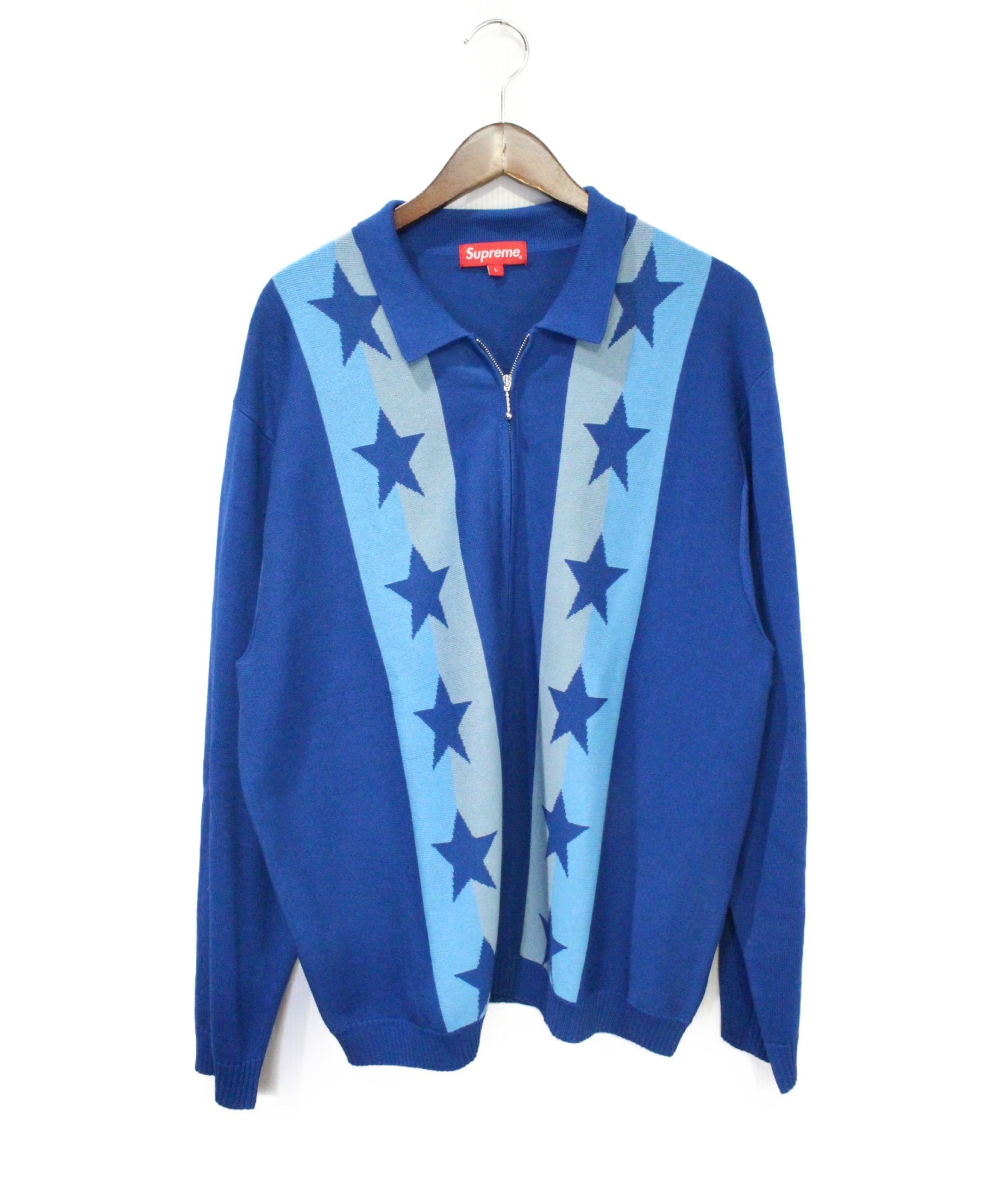 Supreme (シュプリーム) 20SS Stars Zip Up Sweater Polo ブルー サイズ:Ｌ