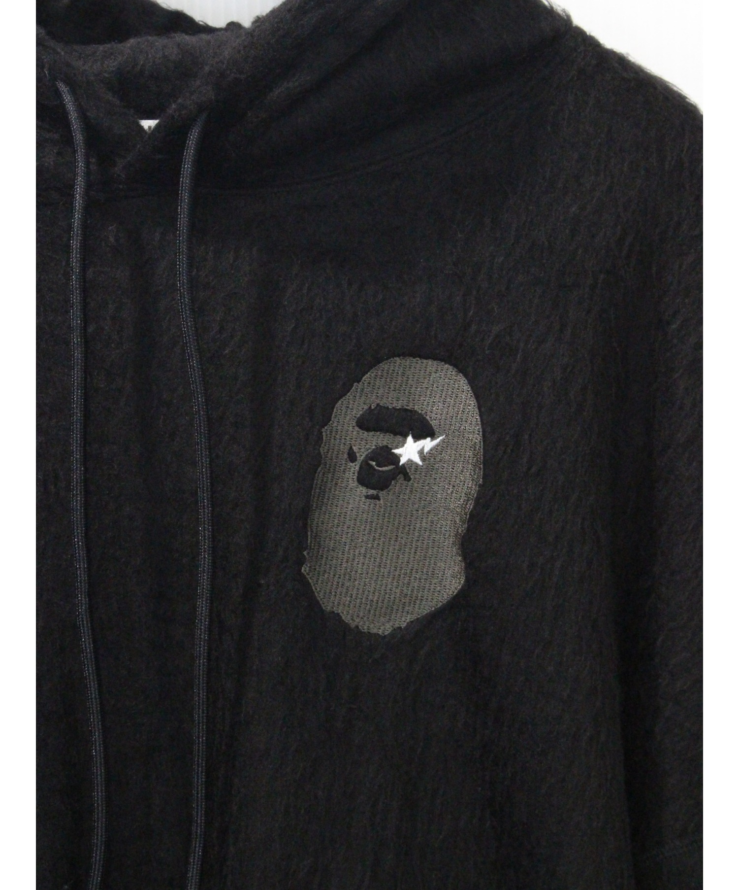 A BATHING APE (エイプ) モヘアニットパーカー ブラック サイズ:Ｍ