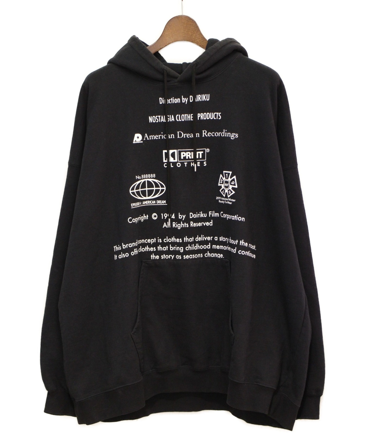 DAIRIKU (ダイリク) END ROLL WASHED HOODIE ブラック サイズ:L