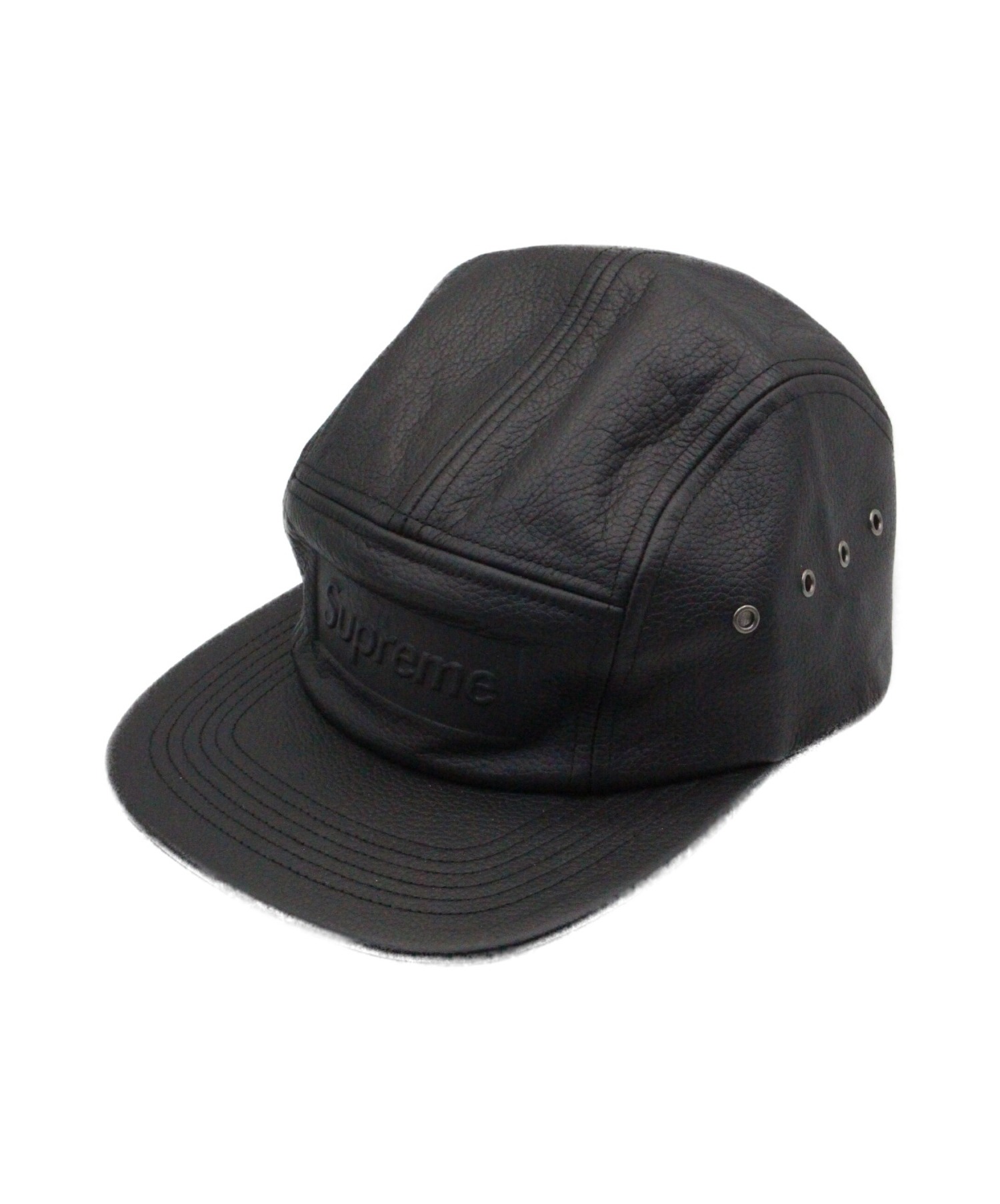 SUPREME (シュプリーム) Pebbled Leather Camp Cap ブラック サイズ:-