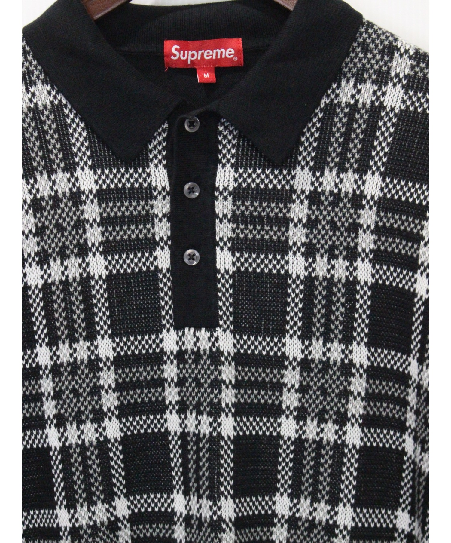 SUPREME (シュプリーム) Plaid Knit Polo ブラック サイズ:M