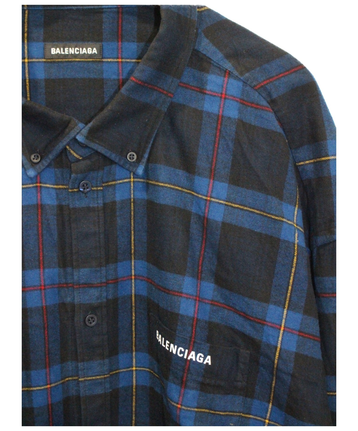 BALENCIAGA (バレンシアガ) 20AWオーバーサイズチェックシャツ ネイビー サイズ:1