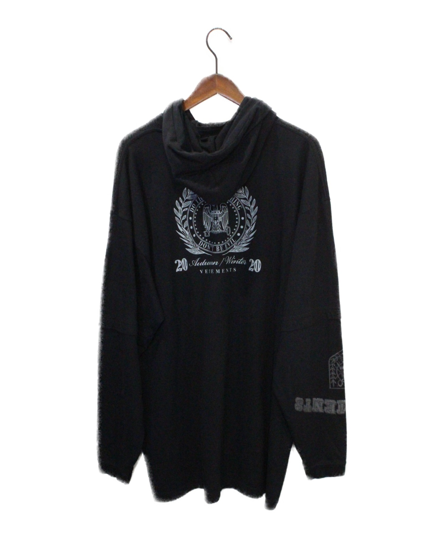 中古・古着通販】VETEMENTS (ヴェトモン) President Jersey Hoodie ブラック サイズ:S｜ブランド・古着通販  トレファク公式【TREFAC FASHION】スマホサイト