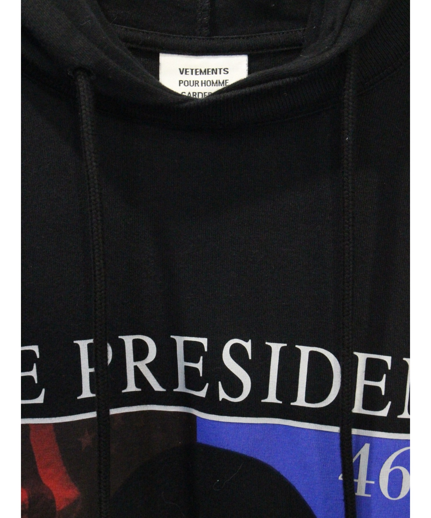 中古・古着通販】VETEMENTS (ヴェトモン) President Jersey Hoodie ブラック サイズ:S｜ブランド・古着通販  トレファク公式【TREFAC FASHION】スマホサイト