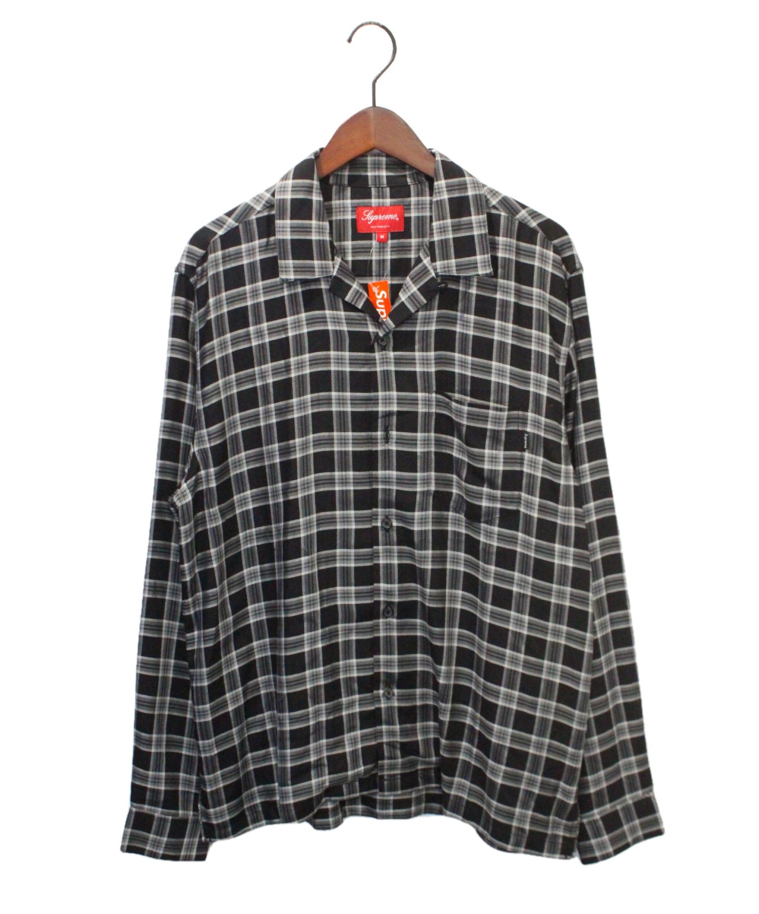 SUPREME (シュプリーム) Plaid Rayon Shirt ブラック×グレー サイズ:Ｍ 未使用品