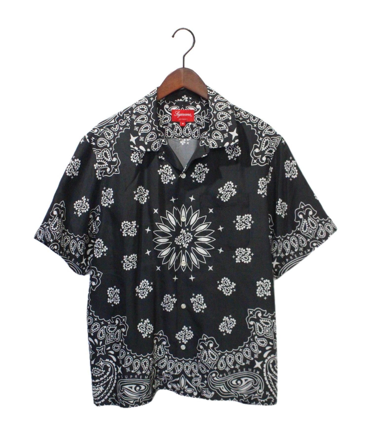 SUPREME (シュプリーム) Bandana Silk S/S Shirt ブラック サイズ:Ｍ