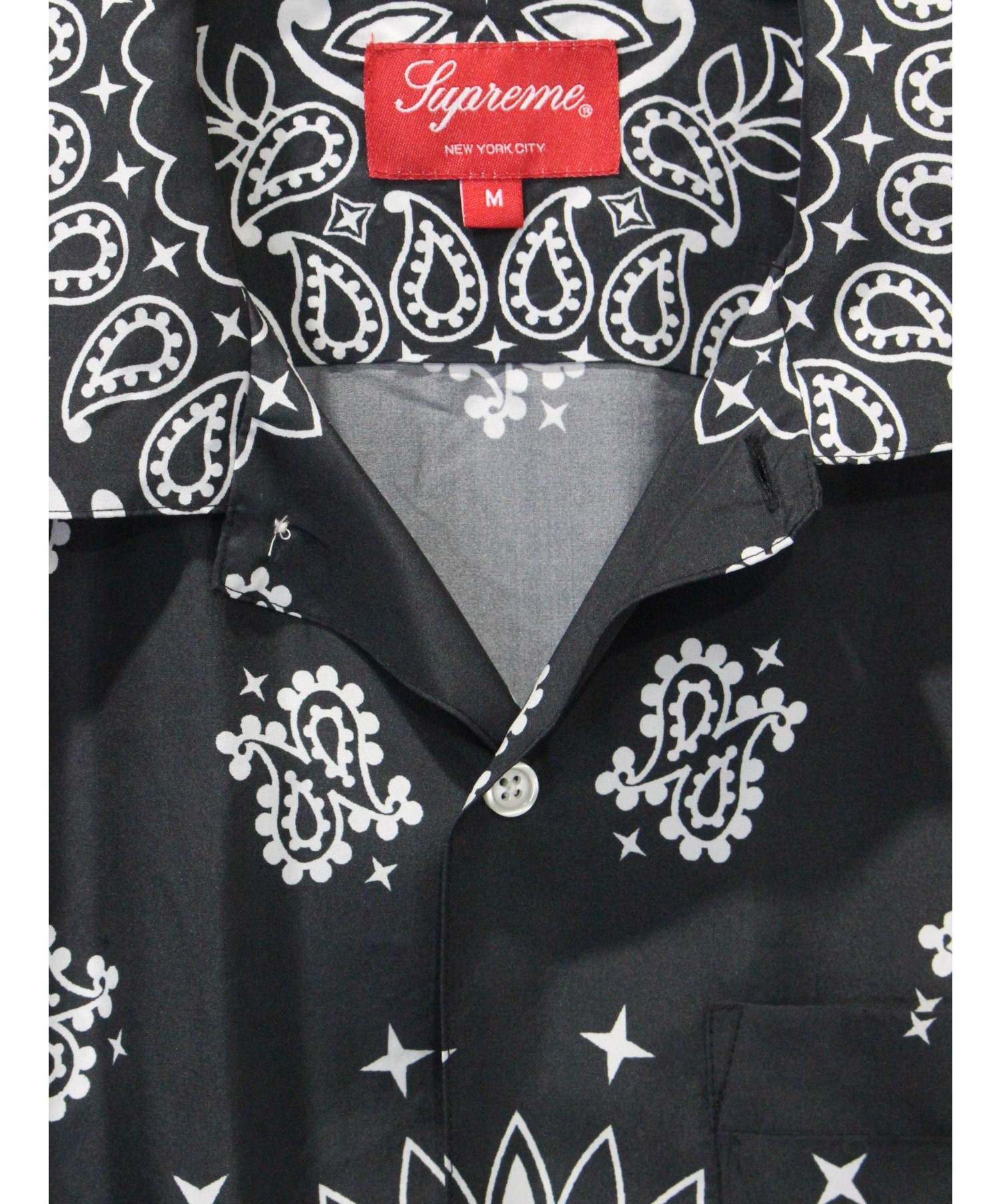 SUPREME (シュプリーム) Bandana Silk S/S Shirt ブラック サイズ:Ｍ