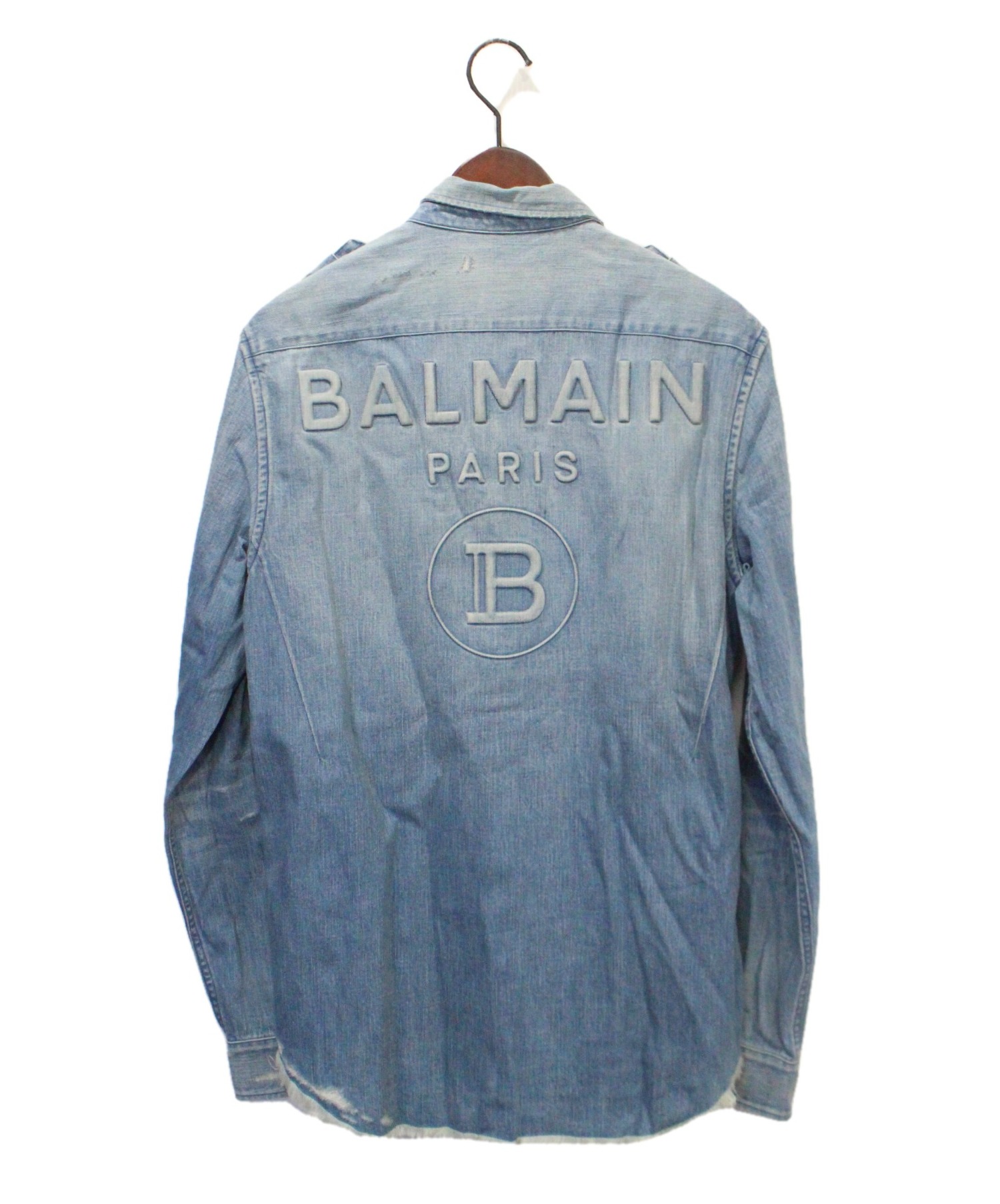 BALMAIN (バルマン) バックロゴデニムシャツ インディゴ サイズ:39