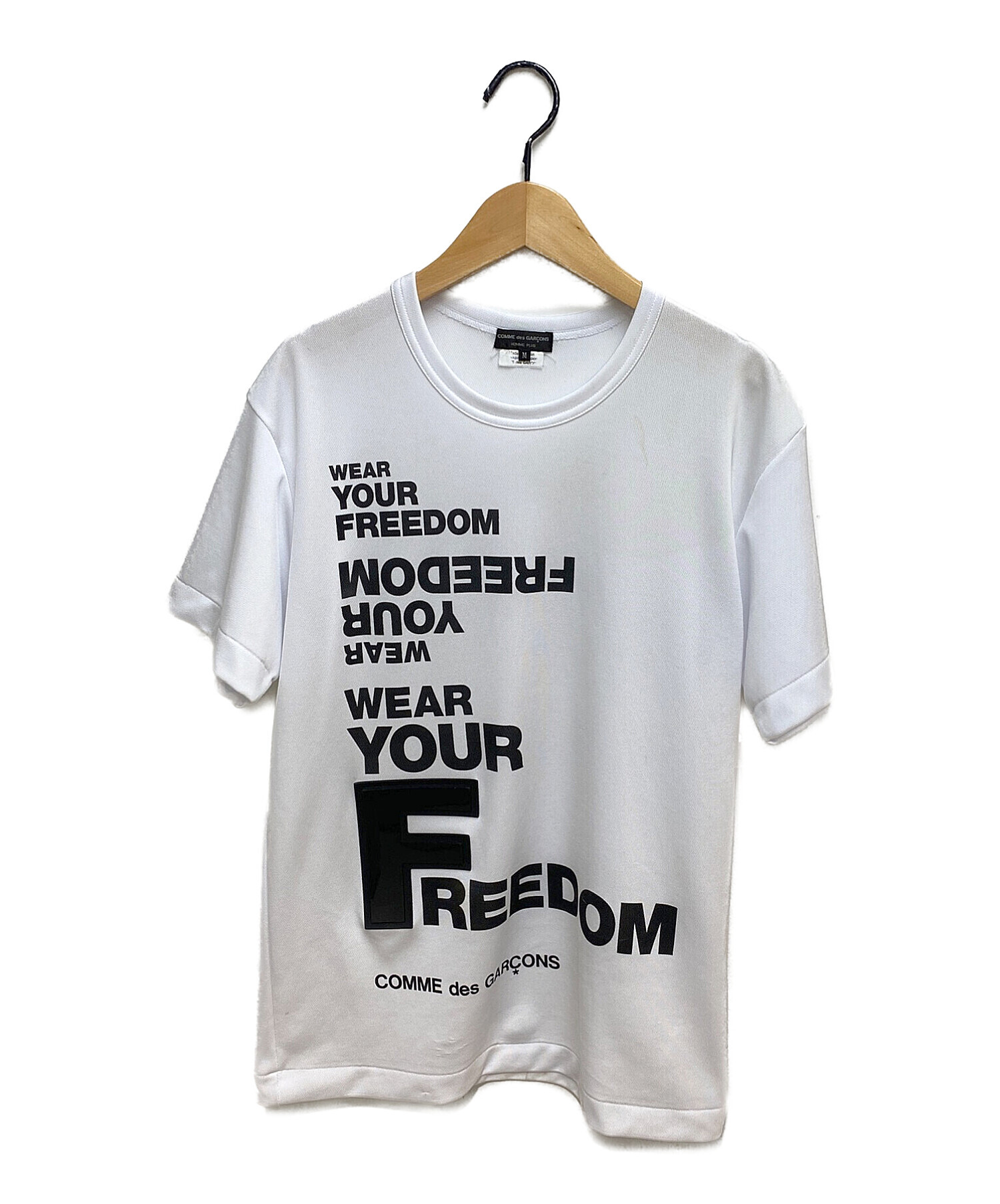 COMME des GARCONS HOMME PLUS (コムデギャルソンオムプリュス) メッセージTシャツ ホワイト サイズ:M